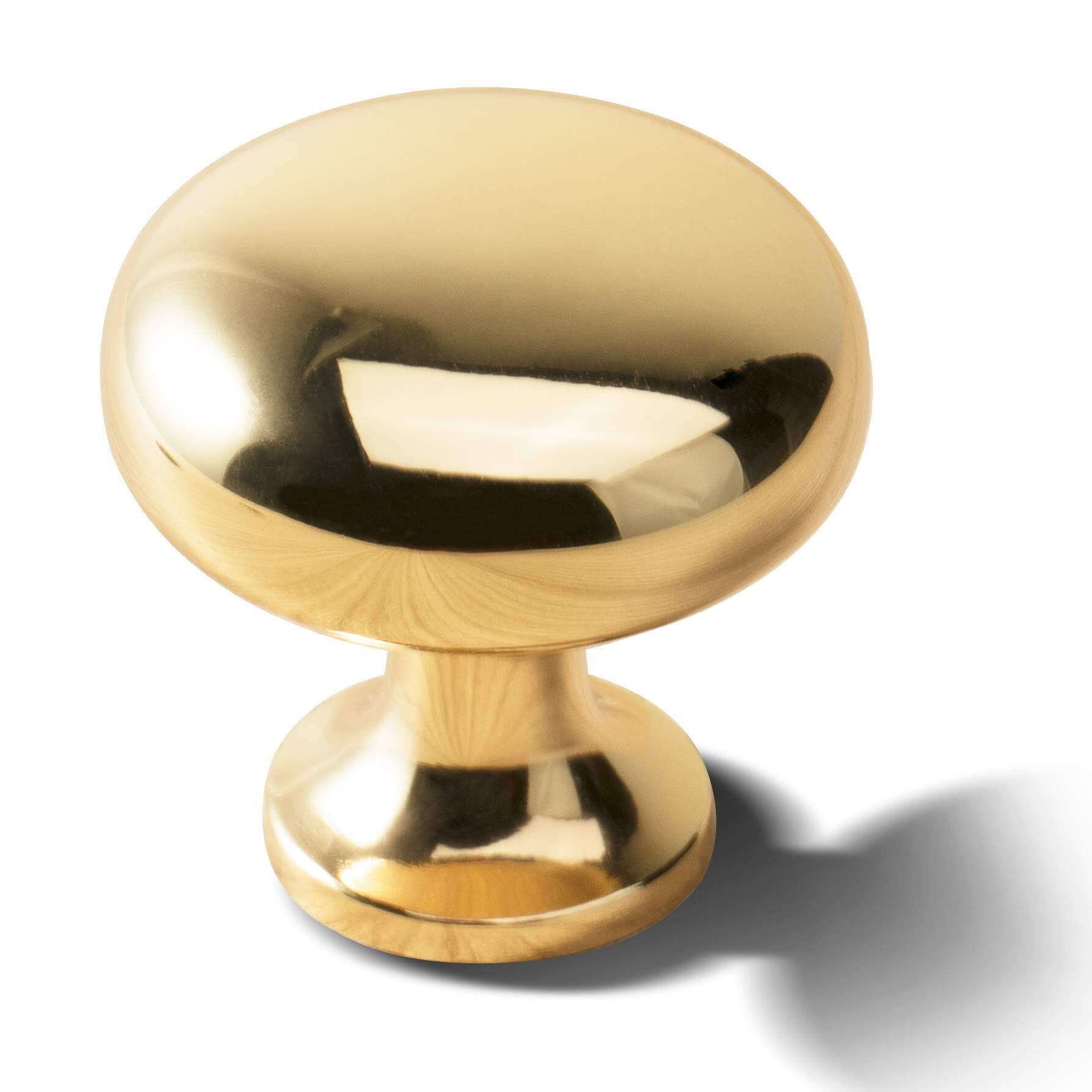 Miaokesen 901PVD 1-3/16-in Polished Gold Round Modern Cabinet Knob 6 -Pack