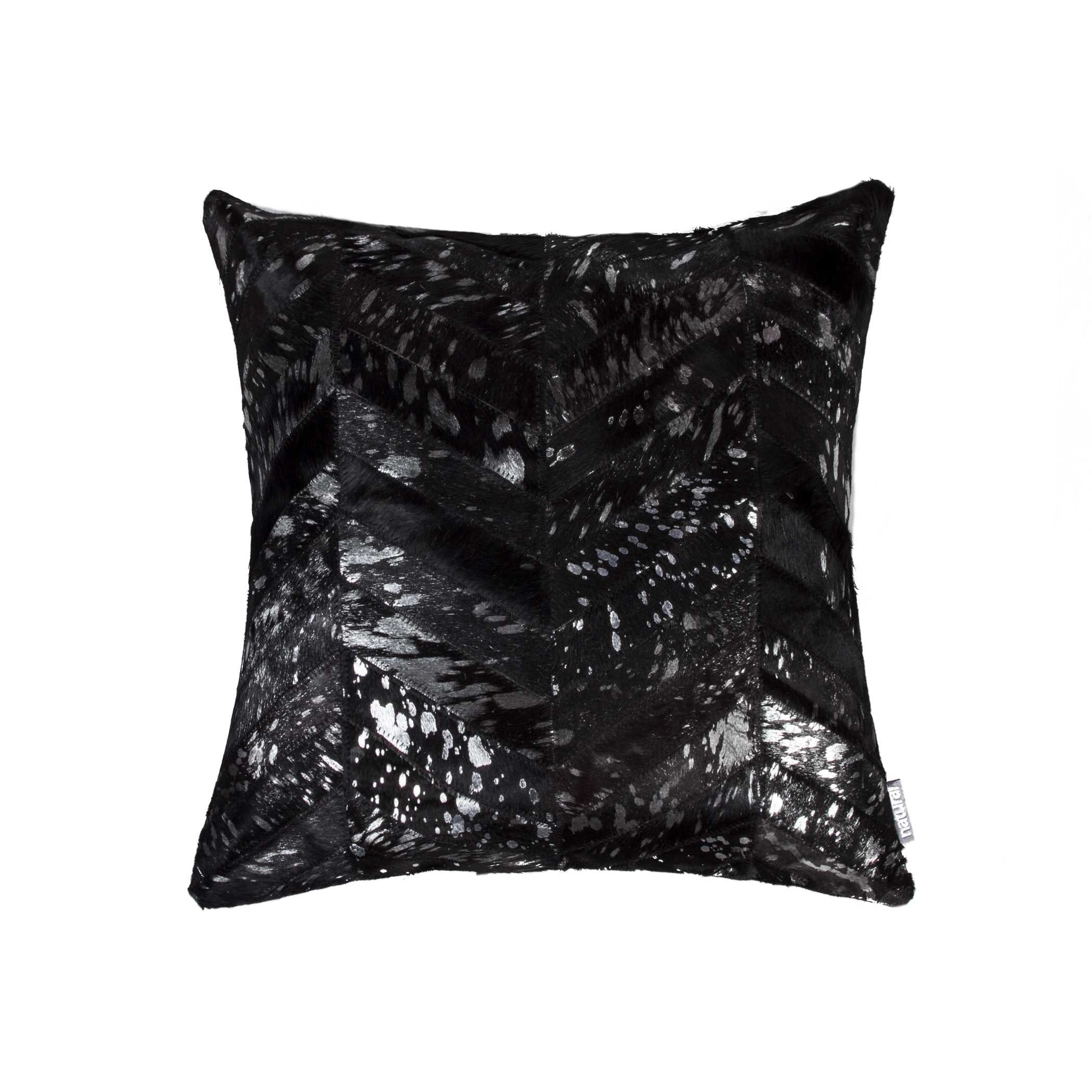 HomeRoots 332288 18-in x 18-in Black and Silver Square Indoor Decorative Pillow