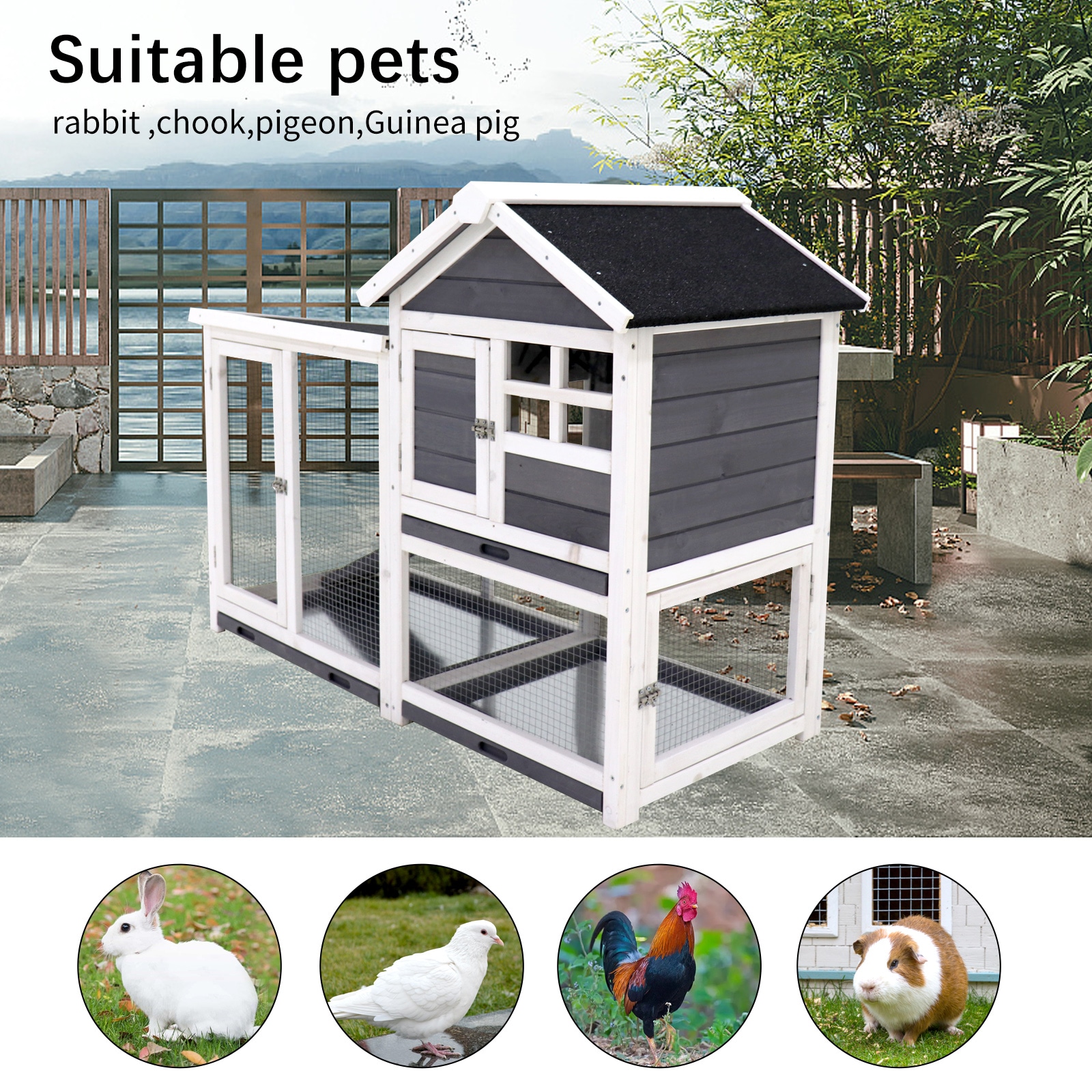 Kahomvis NH-QPW2-973 Chicken-Coops-Rabbit-Hutches - View #9