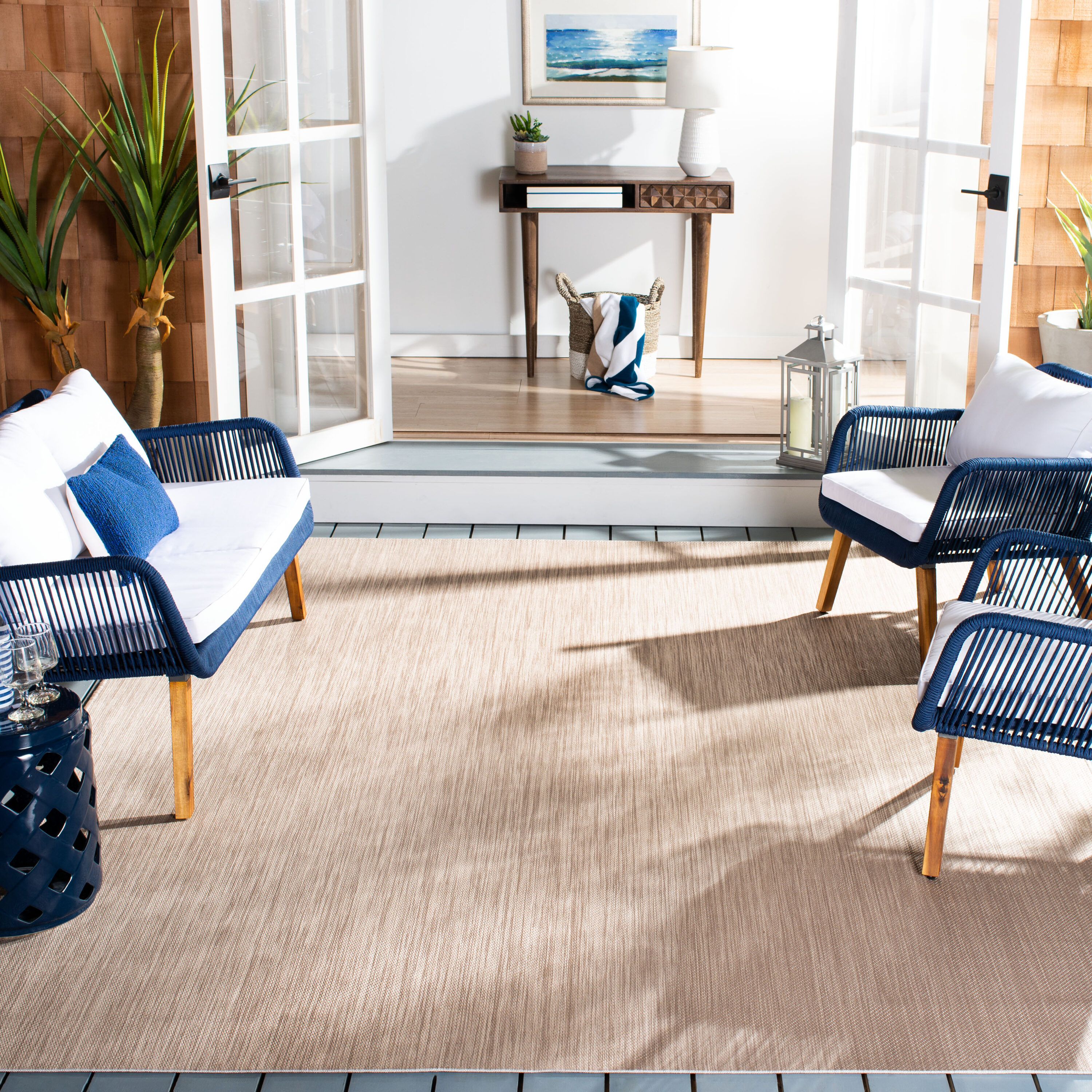 Safavieh BHS218B-8 Beach House Adina 8 x 10 (ft) Loomed Polypropylene Beige Rectangular Indoor/Outdoor Solid Farmhouse/Cottage Area rug