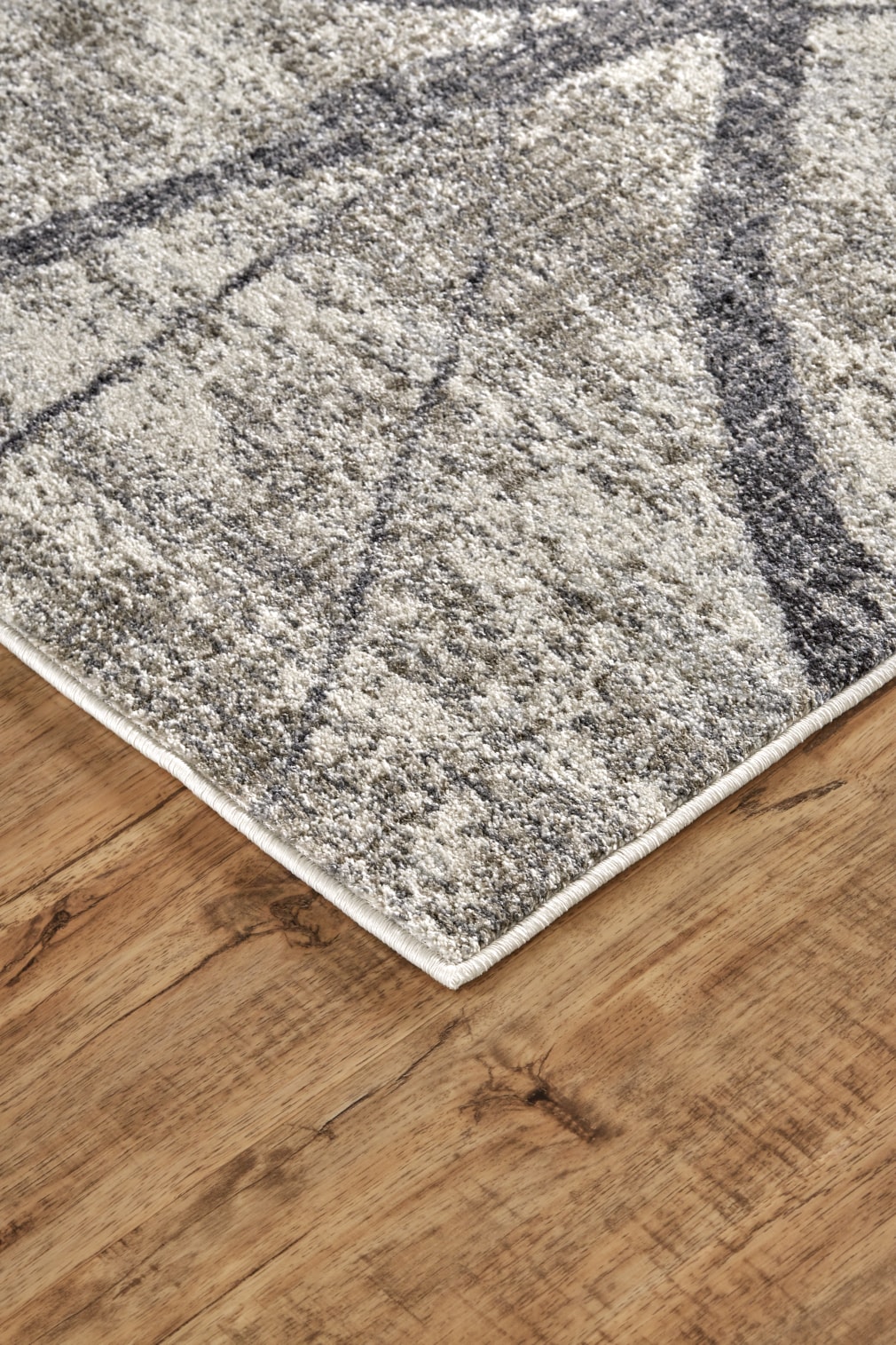 Ivory and Gray Abstract Rectangular Cotton Area Rug