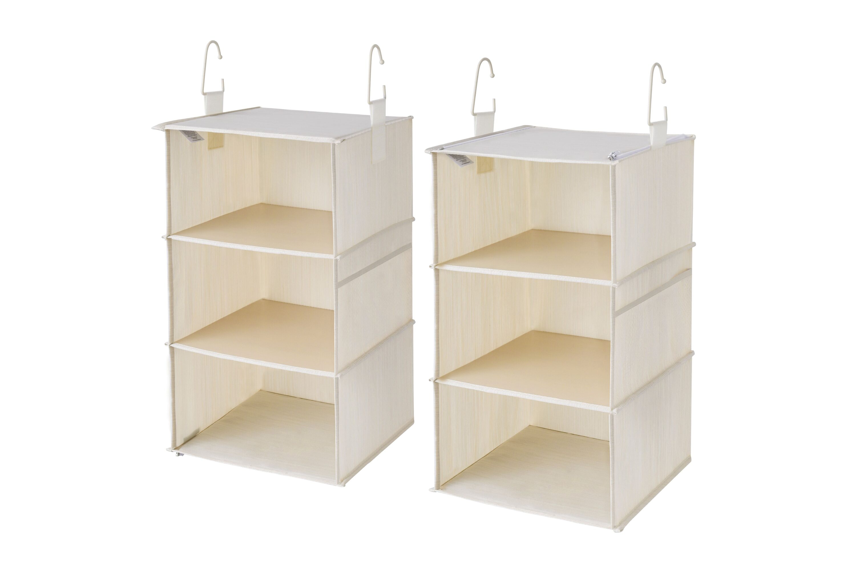 we think storage 12-Inches H 3 Tier 12 pair Ivory Polyester Hanging shoe organizer #WTS-BAM63IV0