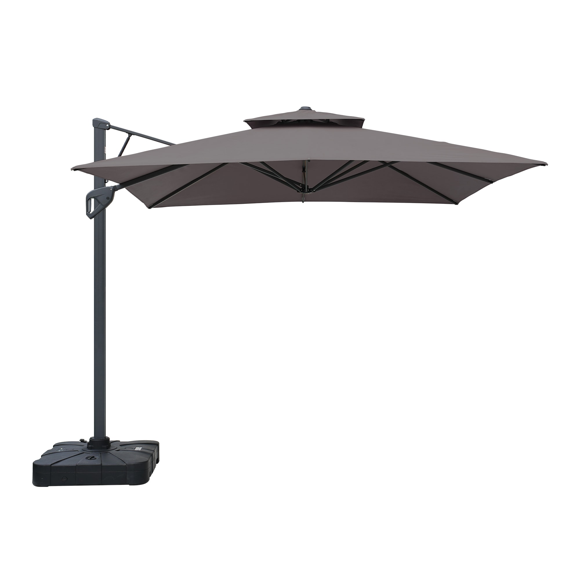 CASAINC WF-SM-11GY 10-ft Aluminum Gray Push-button Tilt Cantilever Patio Umbrella with Base