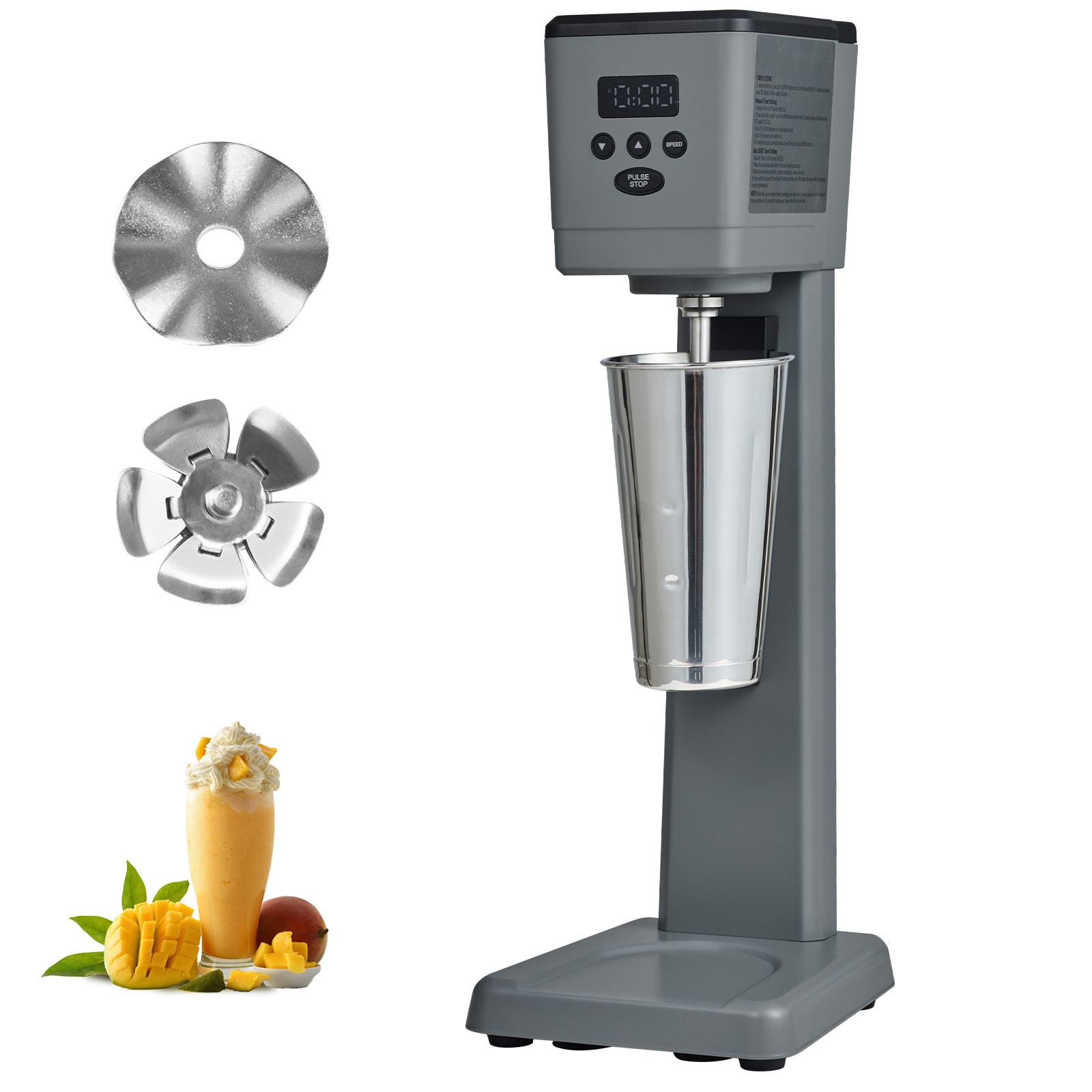 SVOPES SCDTNXJHABS301896V1 Milkshake Maker 375W Electric Milkshake Machine Single Head Drink Mixer Blender Machine LED Intelligent Microswitch 3-Speed Milkshake Mixer with 820 ml Stainless Steel Cup
