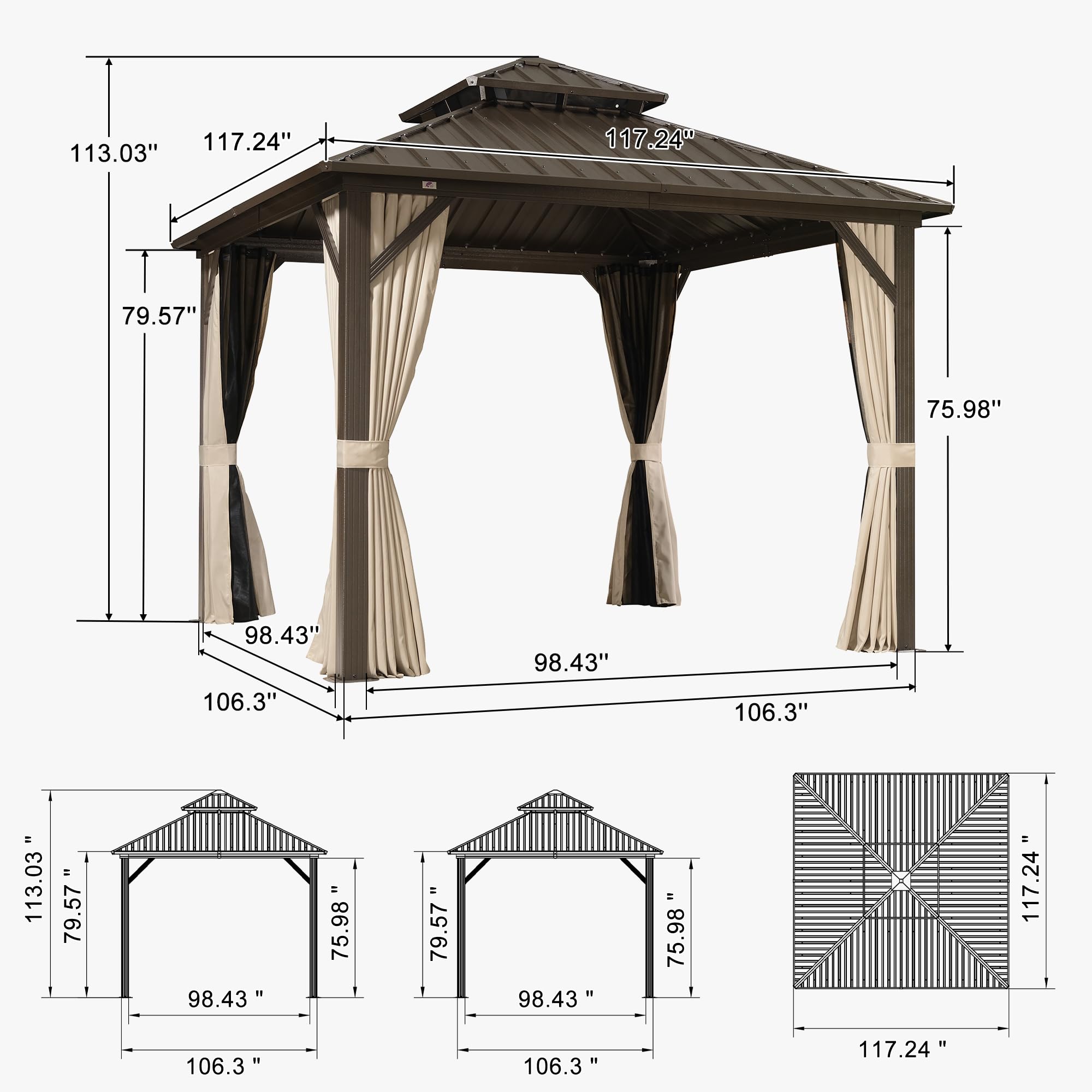 PURPLE LEAF LS04JJG1010-BR Wood-Resin-Gazebos - View #12