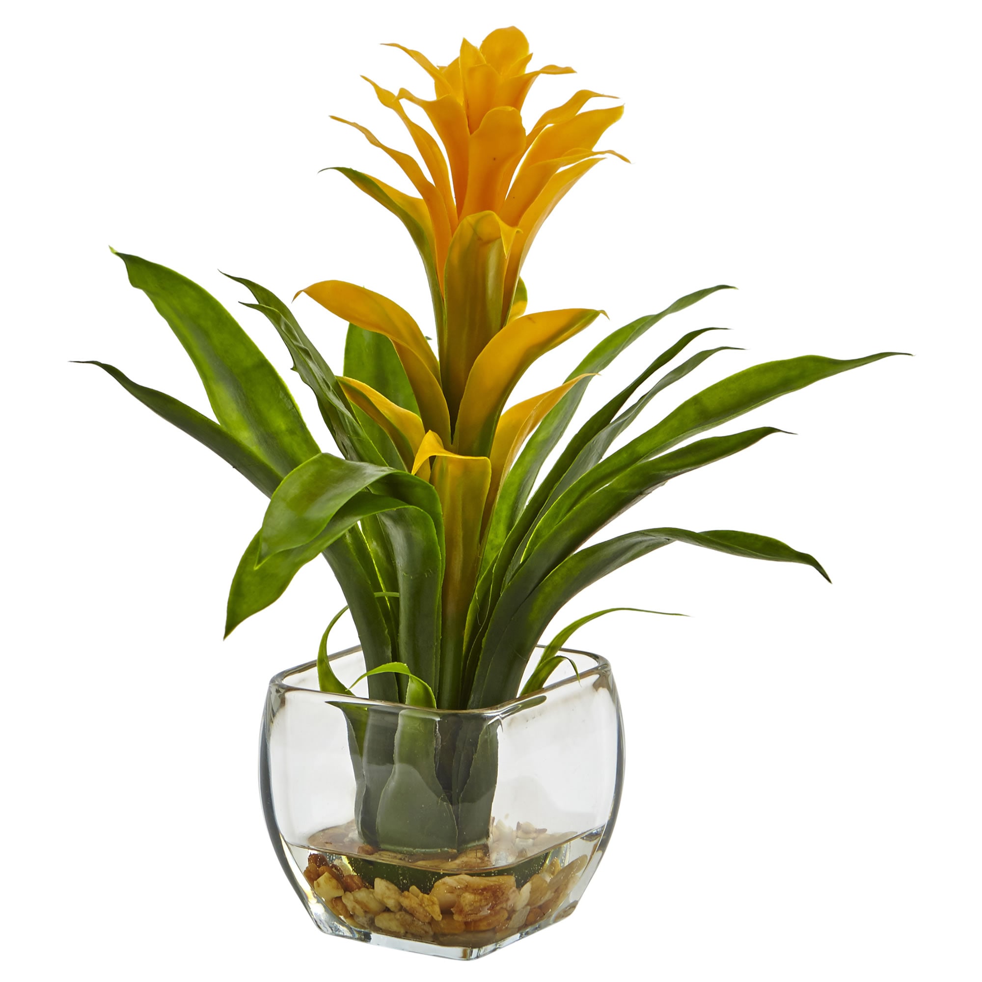 Nearly Natural 6897-YL 12-Inches Yellow Indoor Desktop Bromedliad Artificial flower