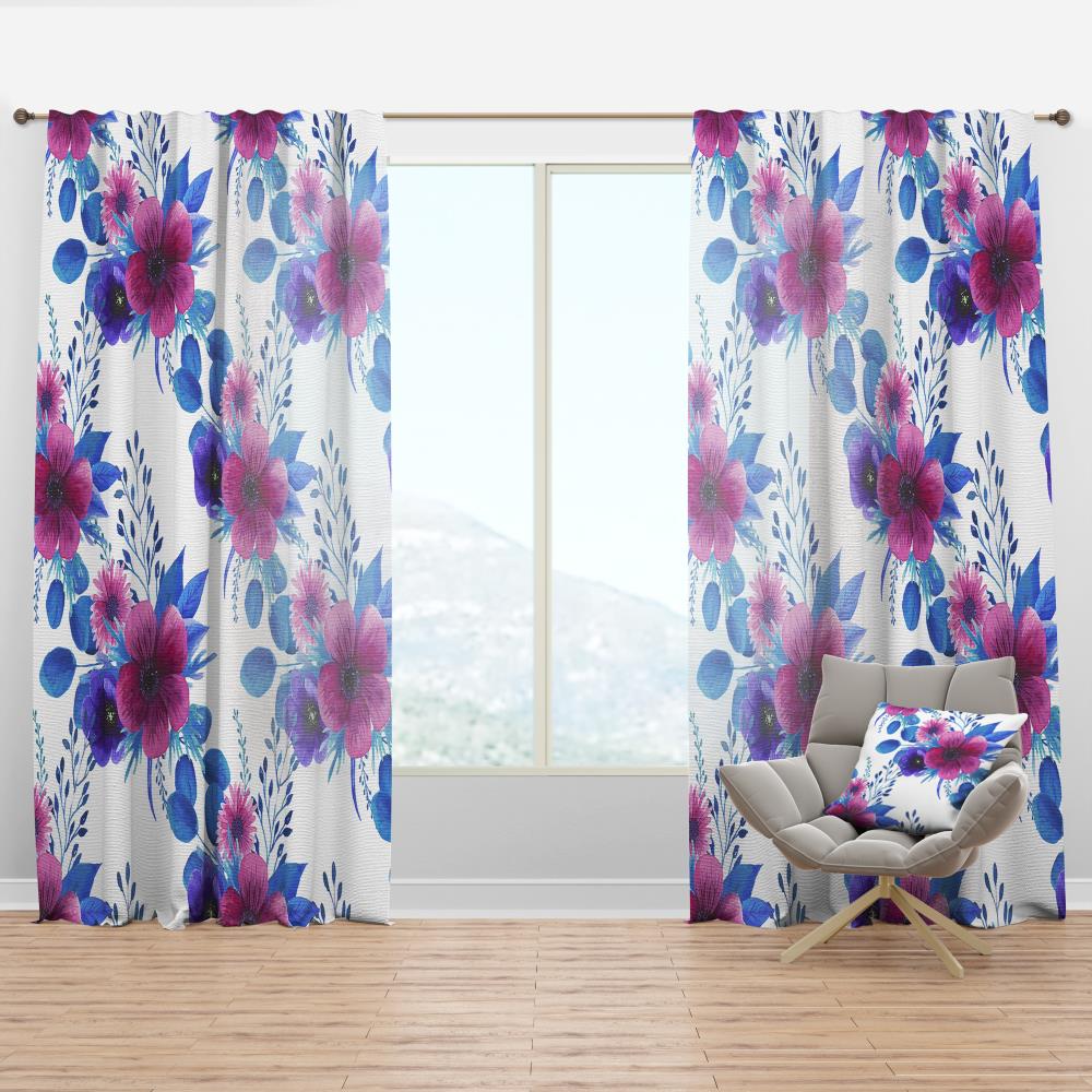 Designart CTN19298-52-120 120-Inches Purple Abstract Room darkening Thermal lined Rod pocket Single curtain panel