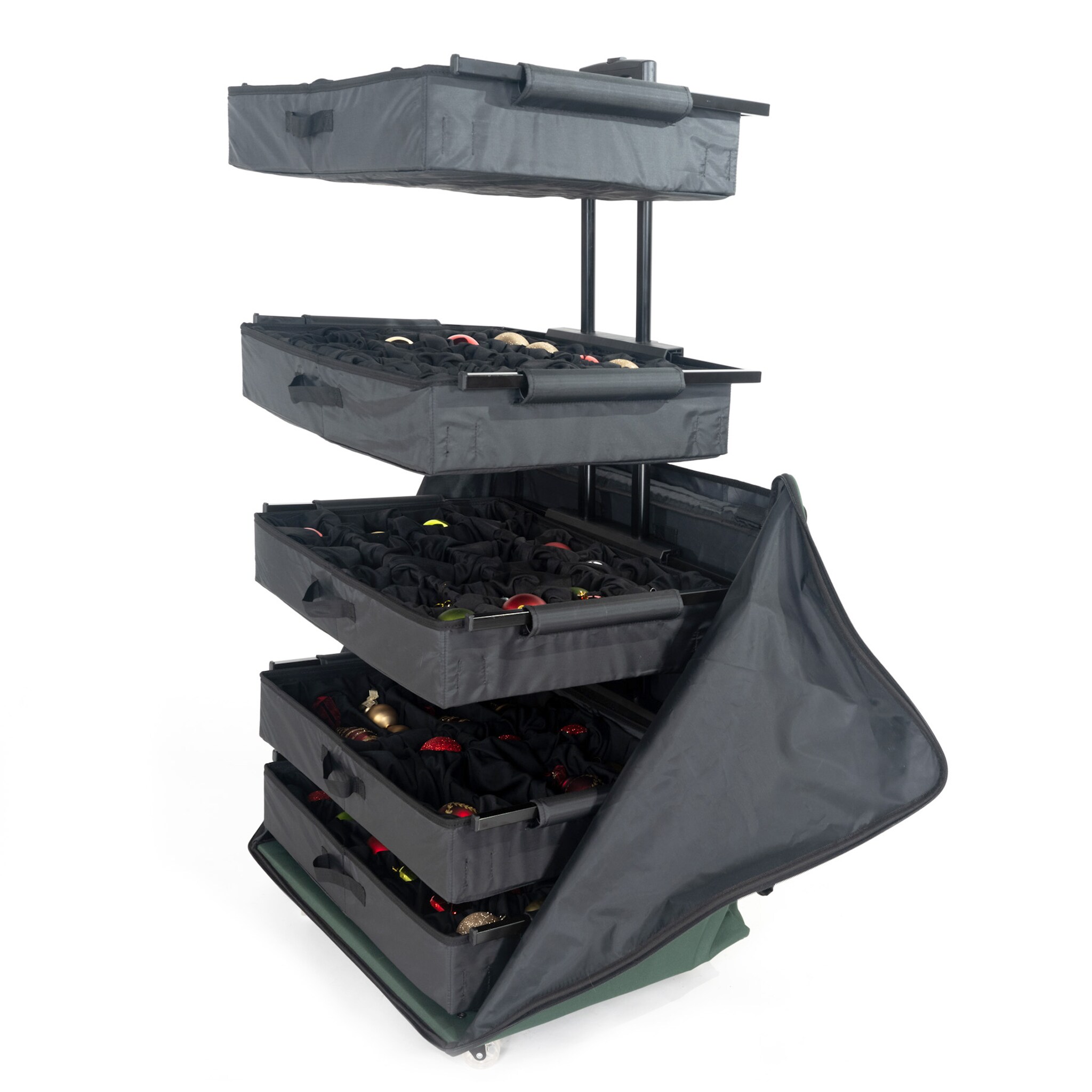 TreeKeeper TK-30010-RS 25-Inches x 26-Inches 120 -Compartment Green Polyester Adjustable Compartments Ornament Storage Box