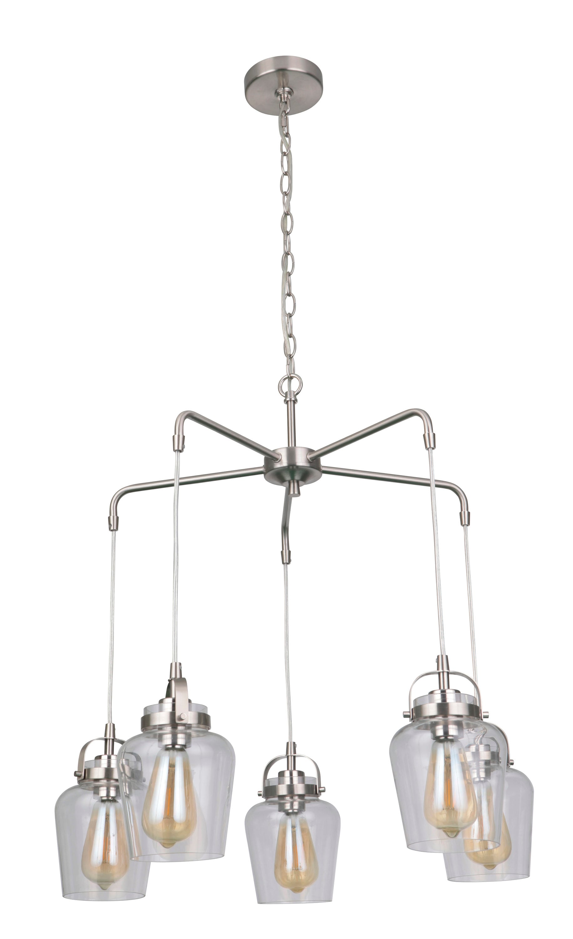 Craftmade 53525-BNK Trystan 5 -Light Brushed Nickel Transitional For Use in Bedrooms, Dining Rooms, Foyers, Kitchens, Living Rooms Chandelier