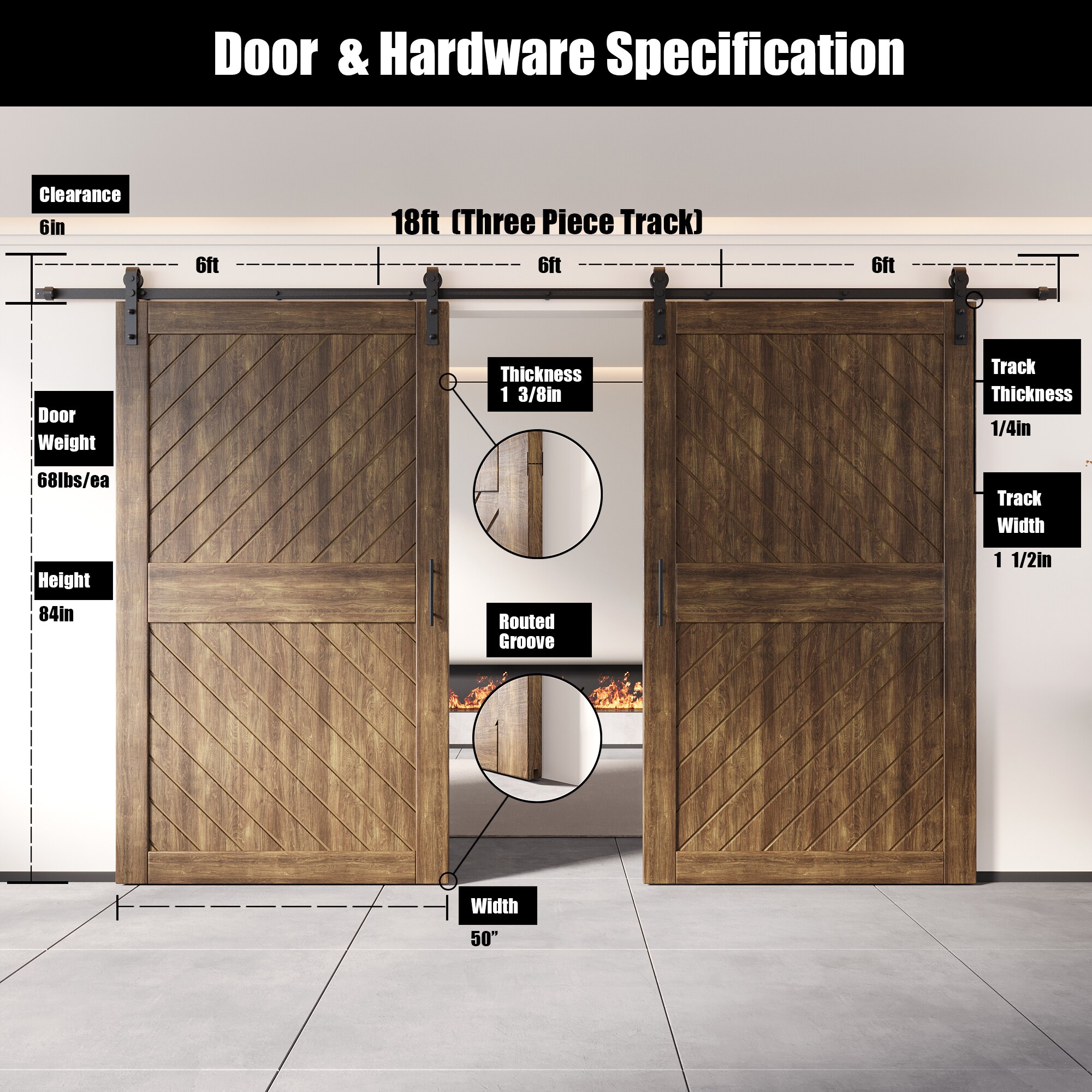 HOMACER YT2H216C-XT3-5084-WA Barn-Doors - View #2