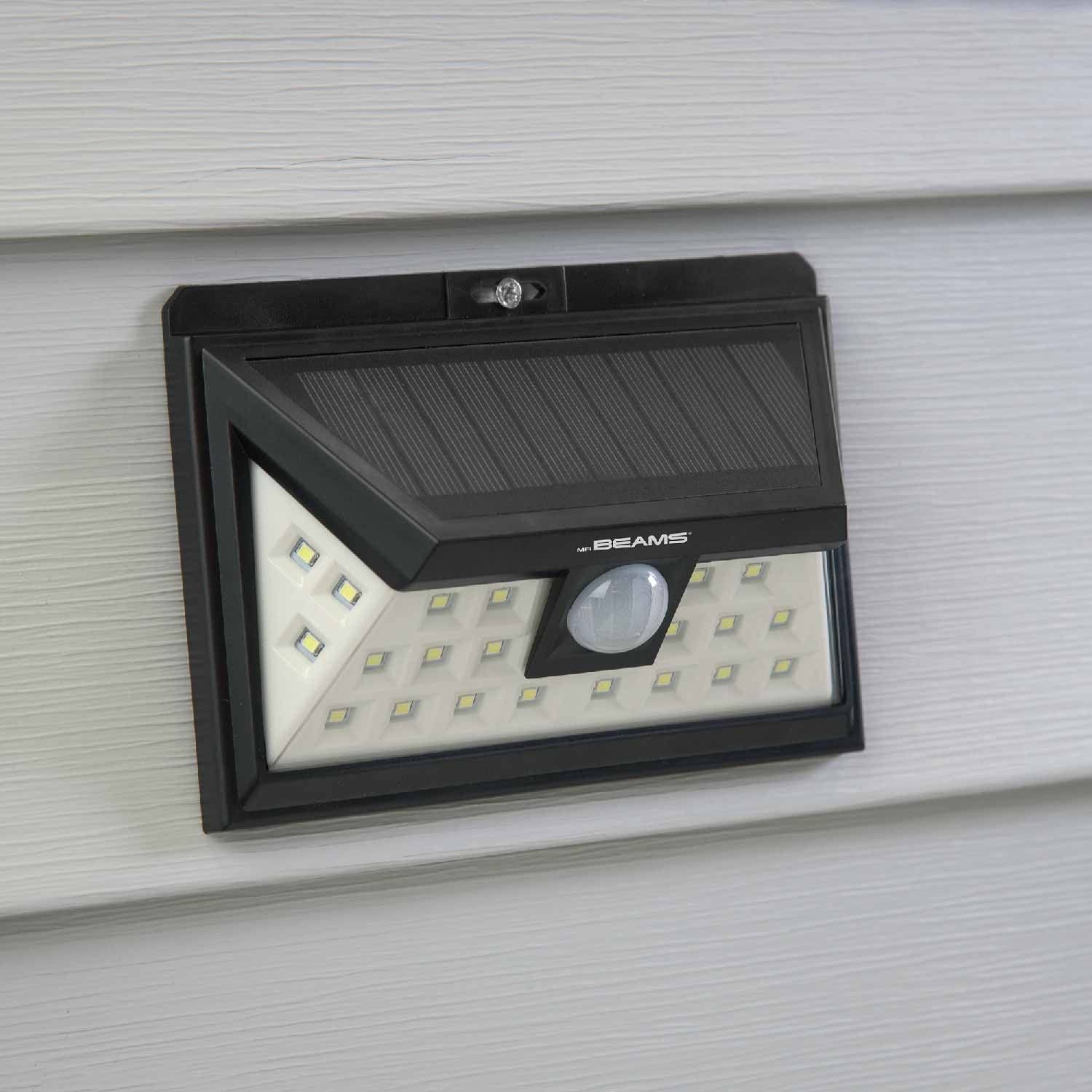 Mr Beams 120-Degree Solar LED Black 1-Head Motion-Activated Flood Light ...