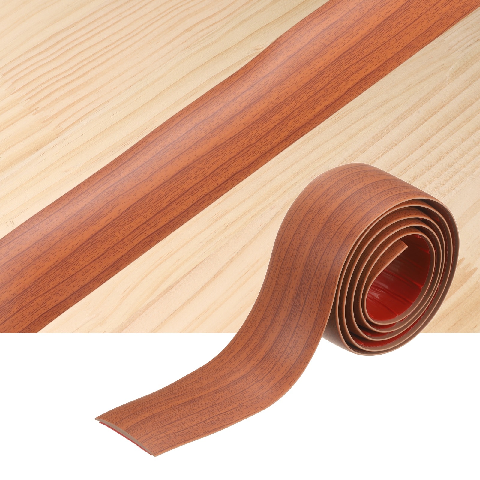 Unique Bargains Floor Transition Strips 3.28ft x 1.57inch(LxW) Self Adhesive Vinyl Flooring Edging Trim PVC Flooring Flat Divider Strip Cover Strips for Joining Floor Gaps Red Teak Wood Grain #S26032400UX2797