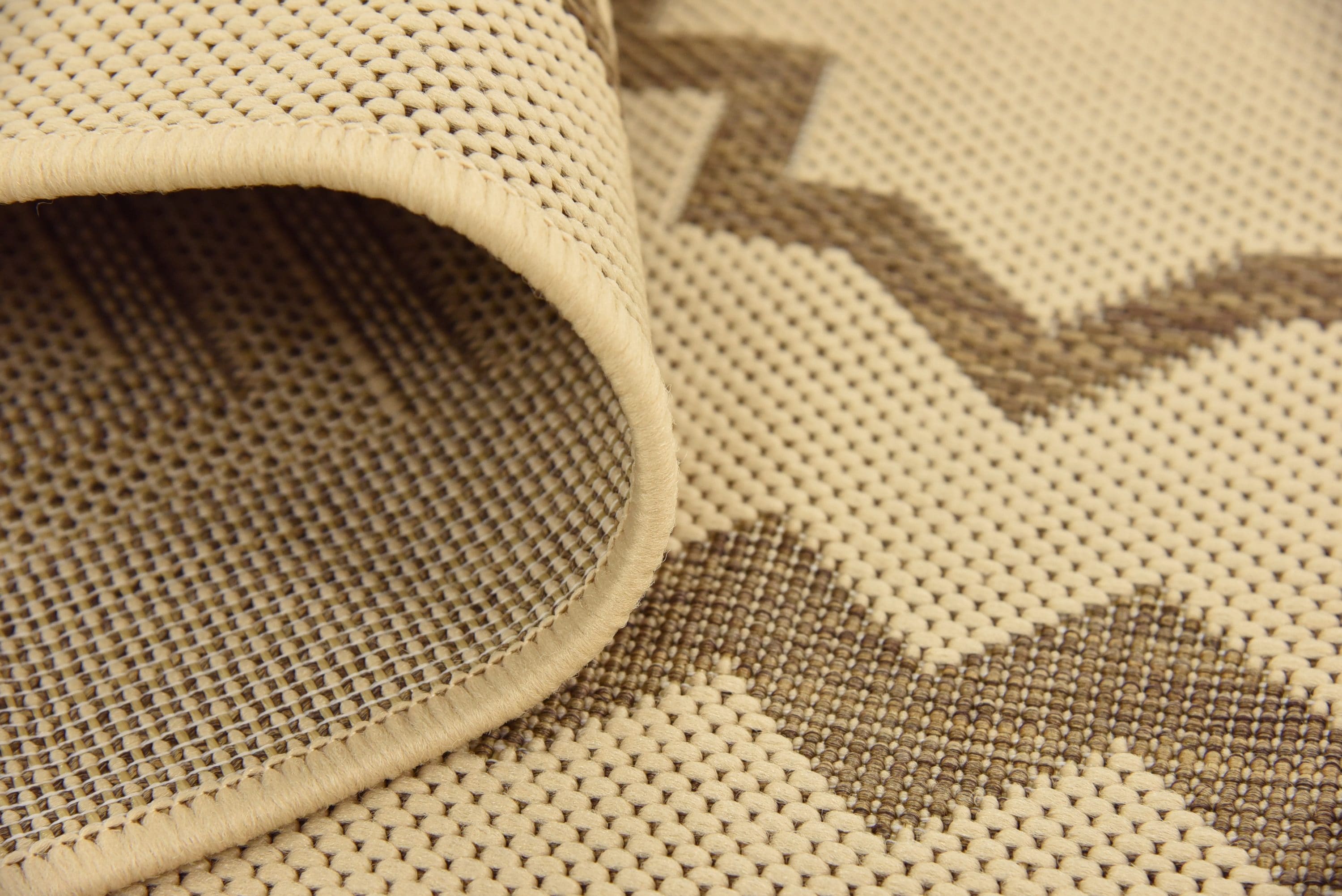 Beige and Brown Geometric Outdoor Area Rug 7' x 10'