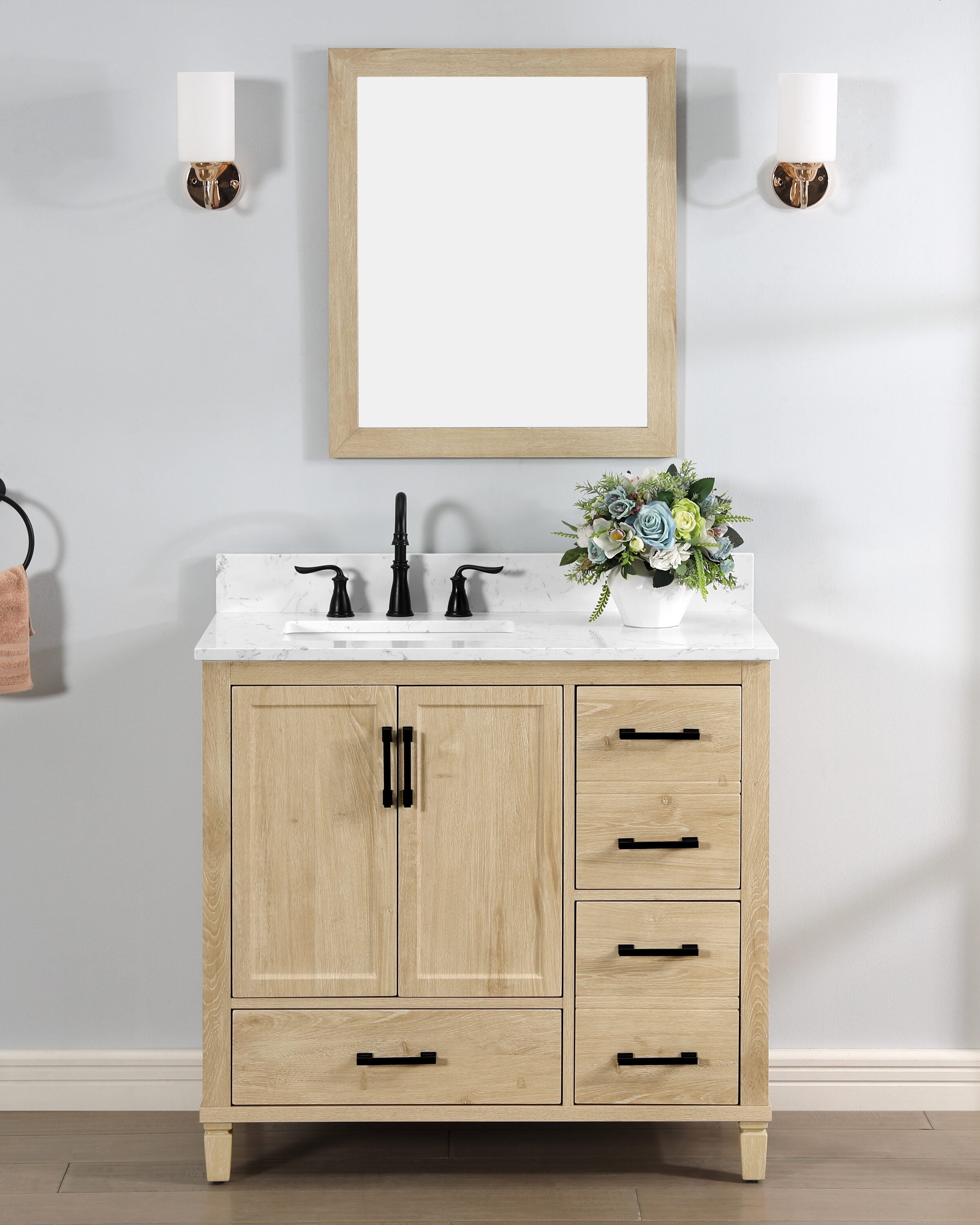 Style Selections Walshe 37-in Light Wood Undermount Single Sink