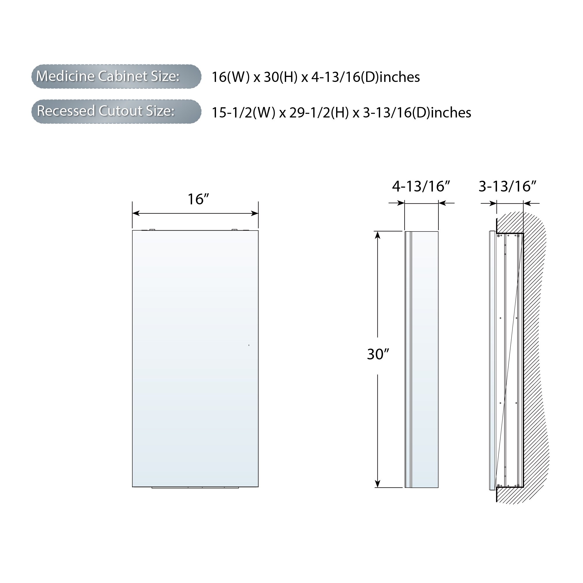 WELLFOR BTZ8036CA Bathroom-Medicine-Cabinets - View #7