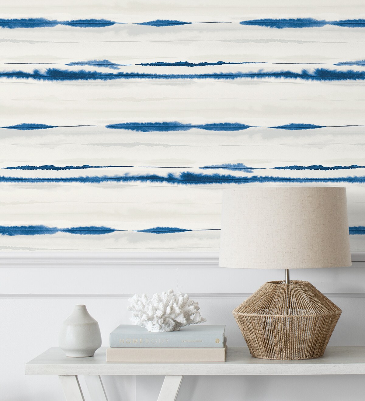 NextWall Luxe Haven 40.5-sq ft Blue Oasis Vinyl Stripes Self-adhesive ...