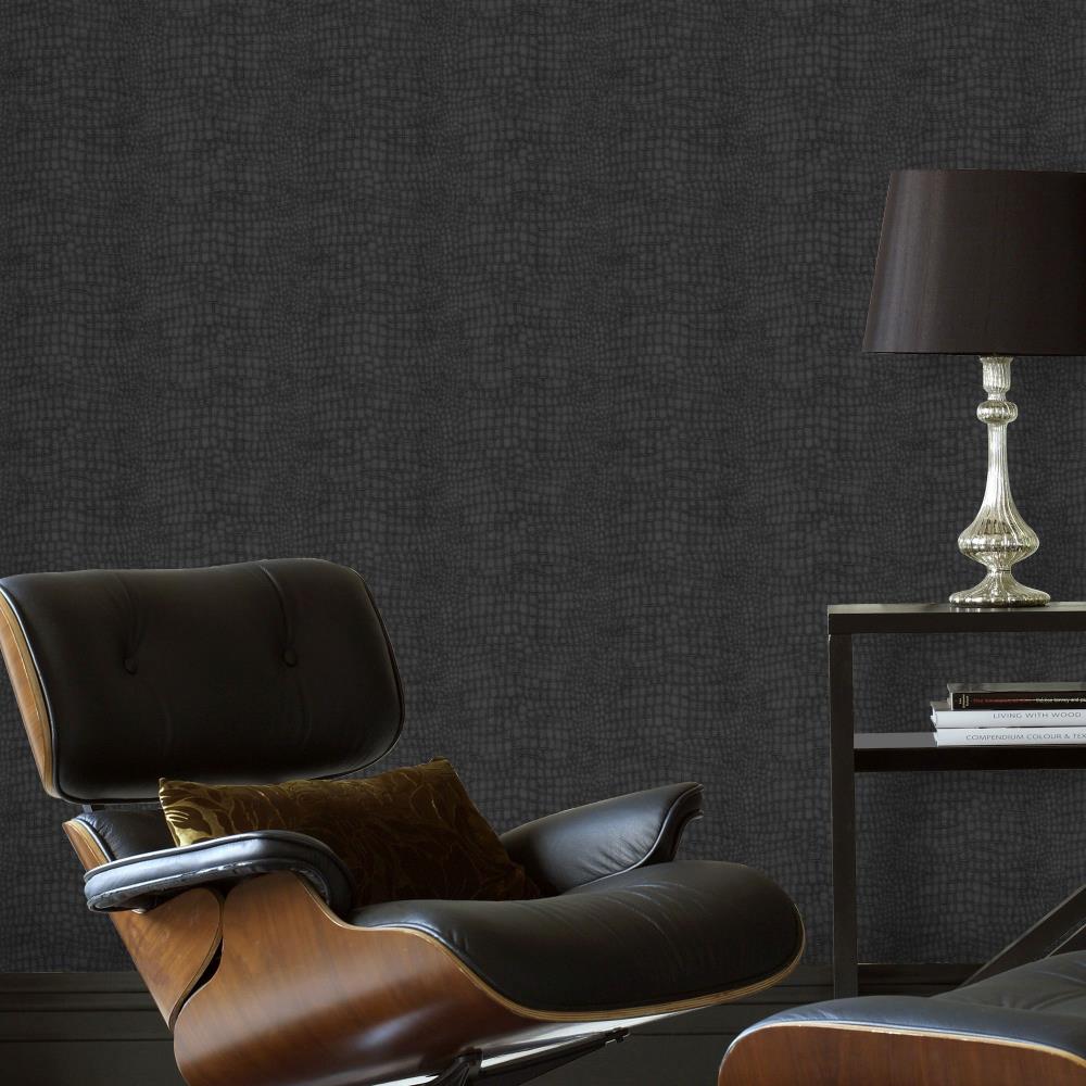 Graham  Brown Skin 56-sq ft Black Vinyl Textured Abstract Unpasted  Wallpaper in the Wallpaper department at