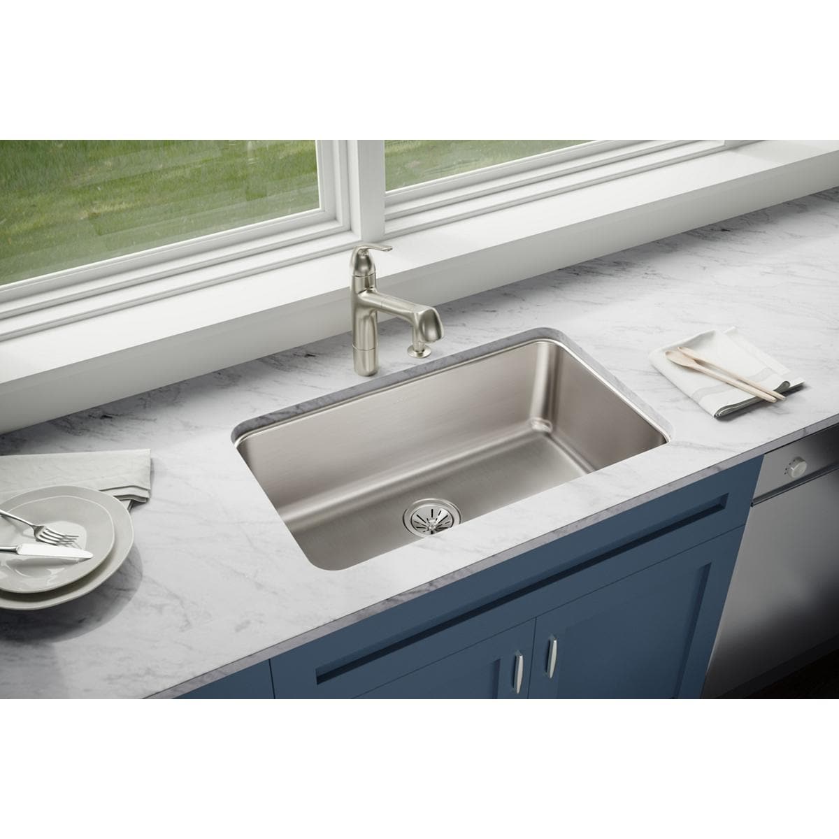 Elkay LRADQ2922501 Gourmet 1-Hole 29-Inch x 22-Inch Drop-Inch Double Basin Stainless Steel Kitchen Sink