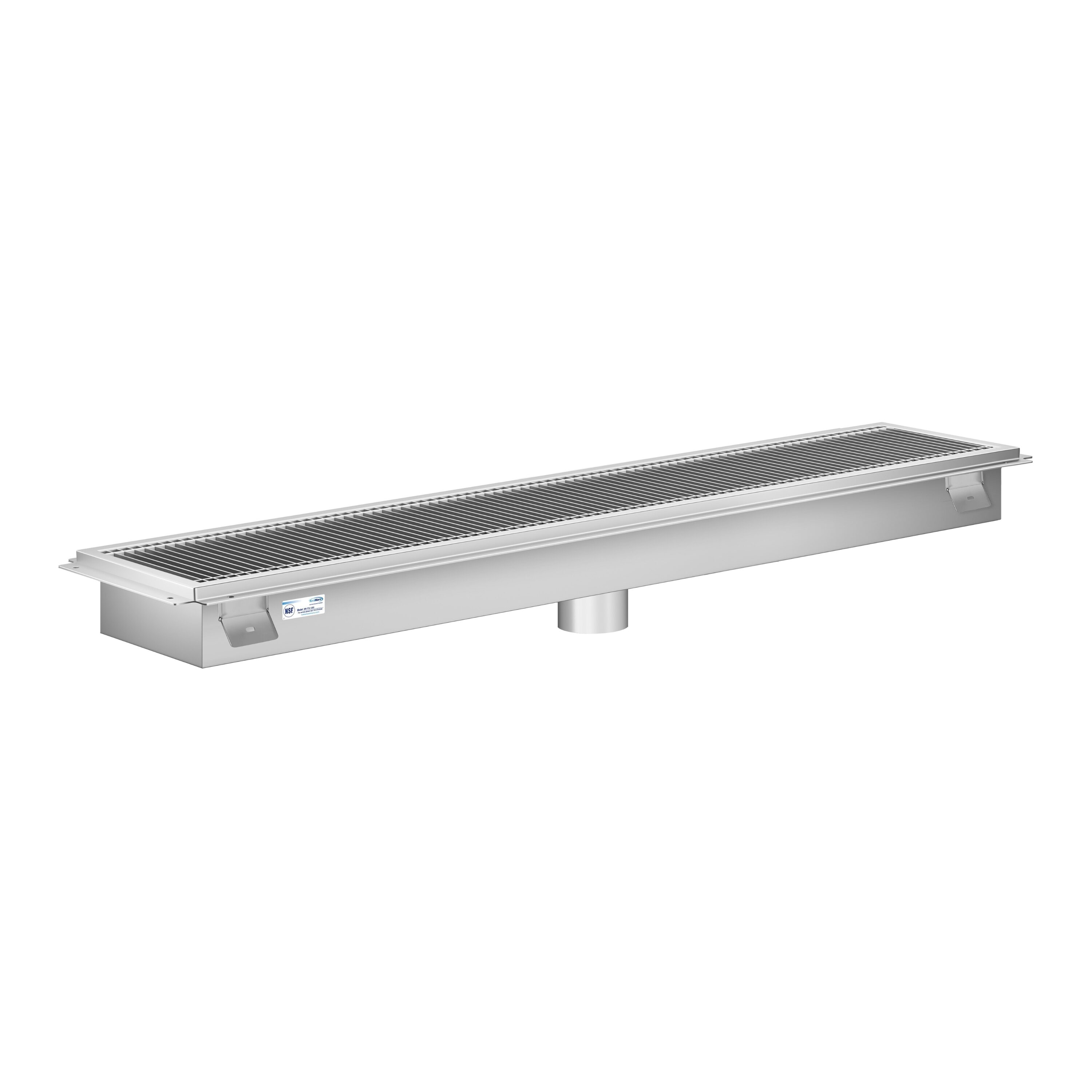 KoolMore LOW-KM-FTG-1260 12" x 60" Stainless Steel Floor Trough Drain, 14-Gauge with Subway-Style Grating & Removable Drain Basket, NSF Listed (KM-FTG-1260)