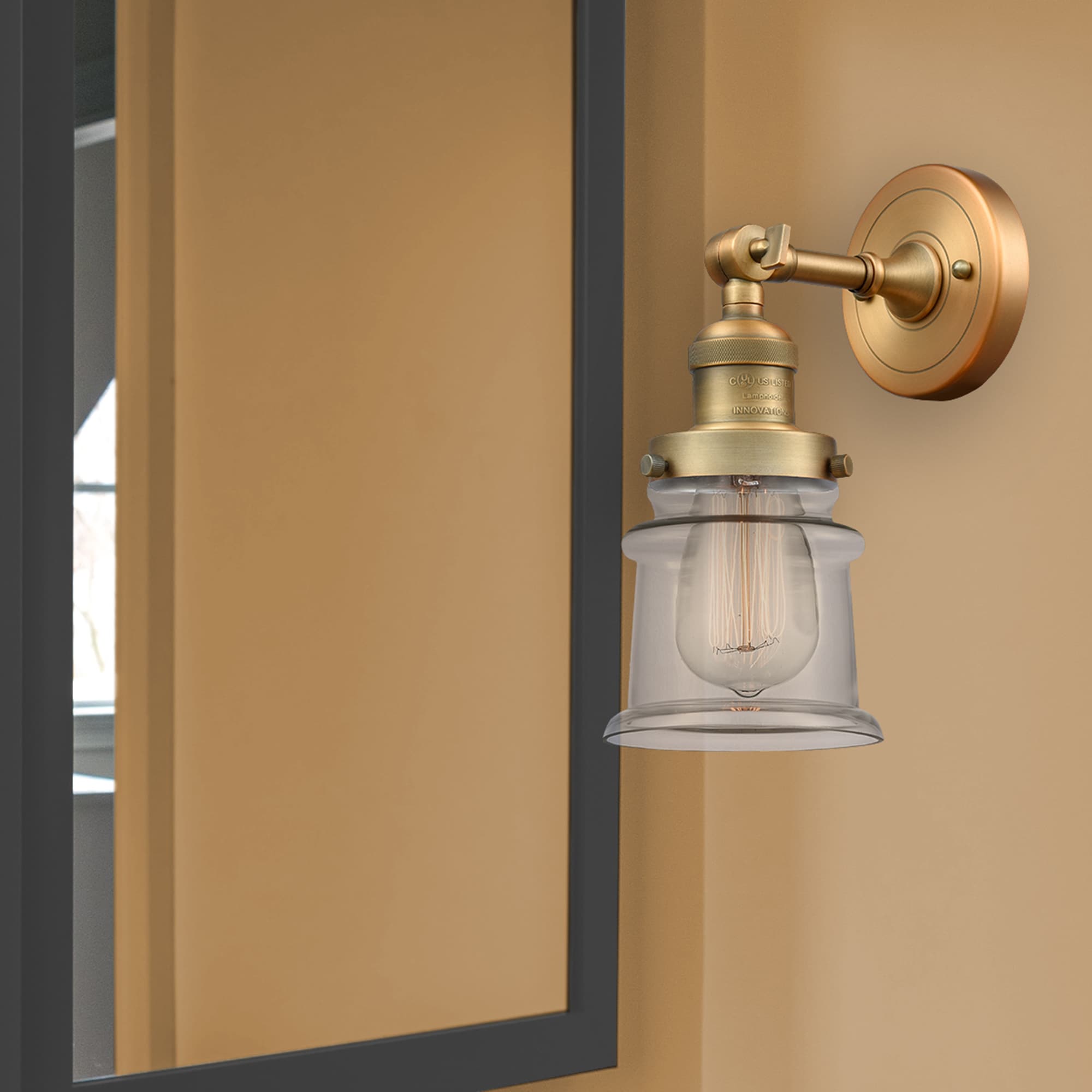 Innovations Lighting 203-BB-G182S Canton 5.25-in W 1 -Light Brushed Brass Industrial Wall Sconce