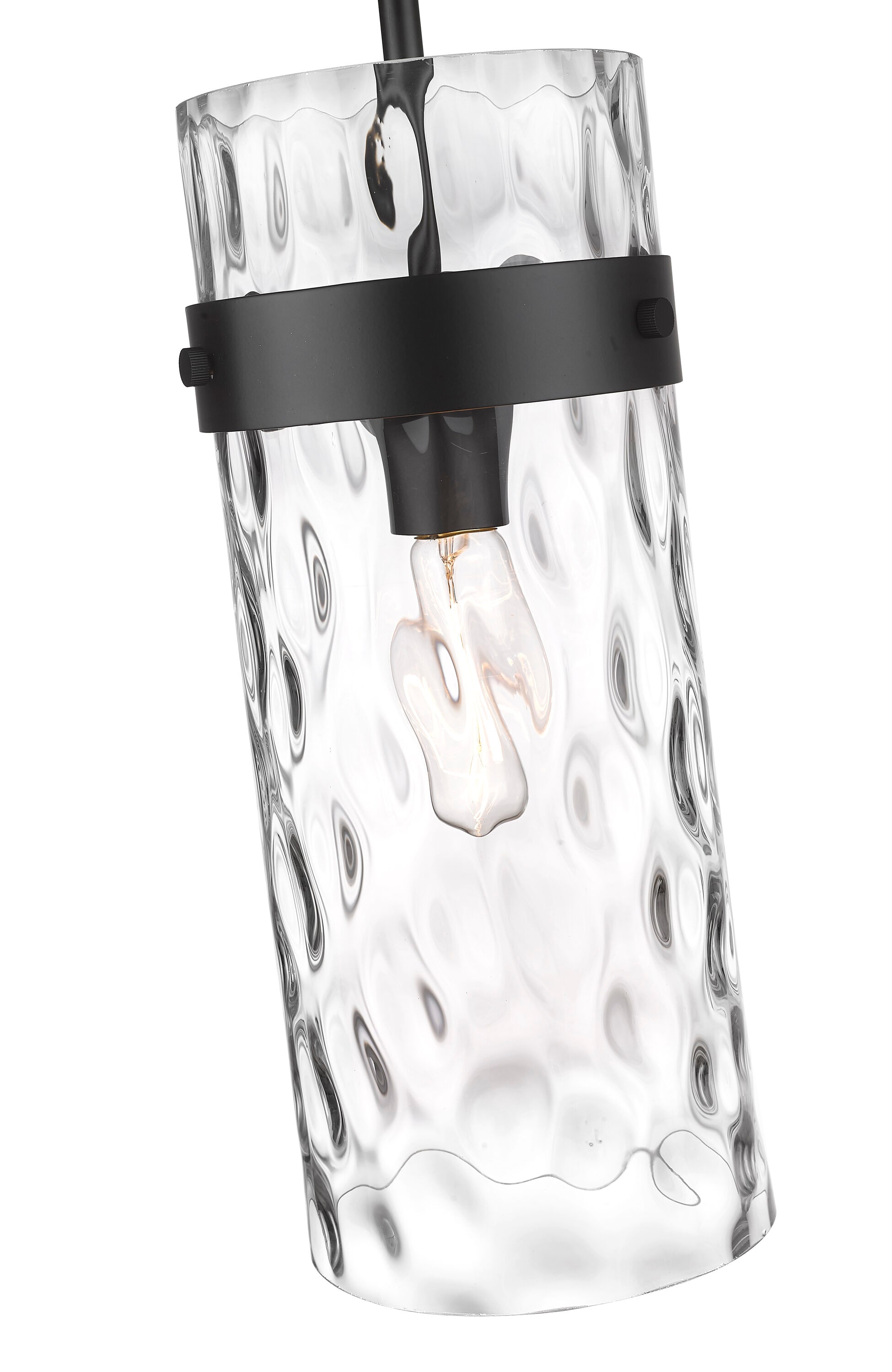 Fontaine Matte Black and Glass Indoor/Outdoor Pendant Light