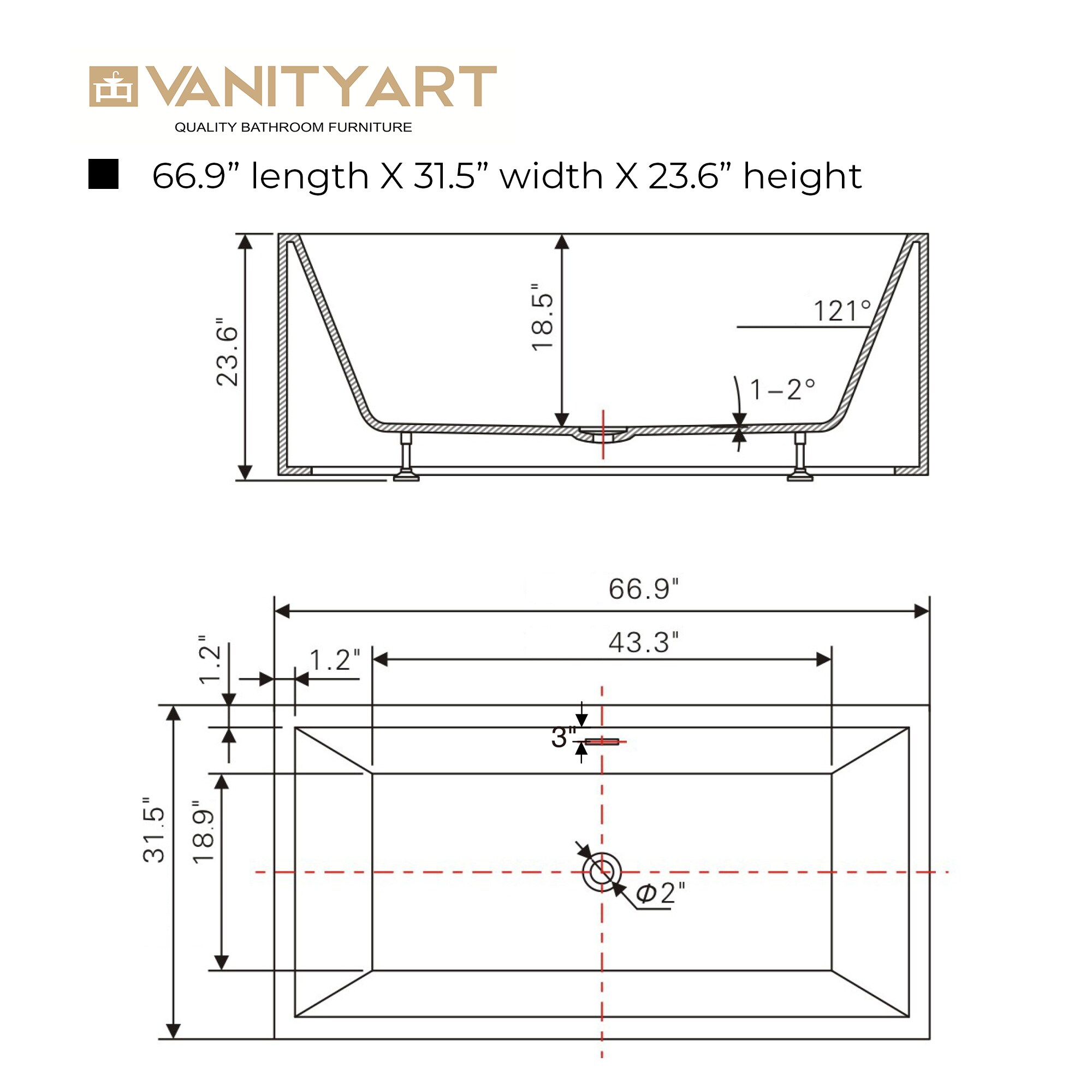 Vanity Art VA6813B-L-TG bathtubs - View #11