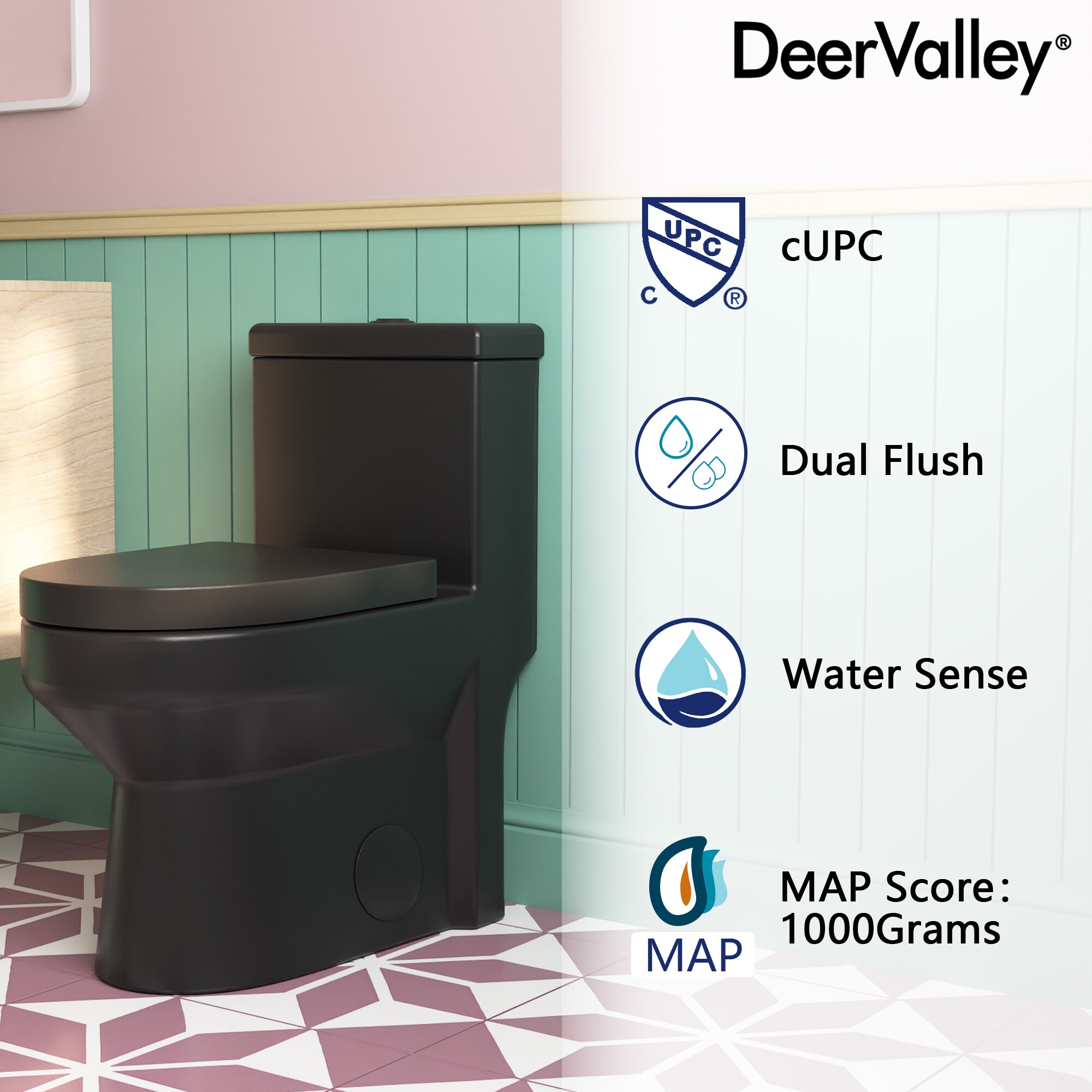 Compact Black Ceramic Dual Flush Round Toilet with Quiet-Close Seat