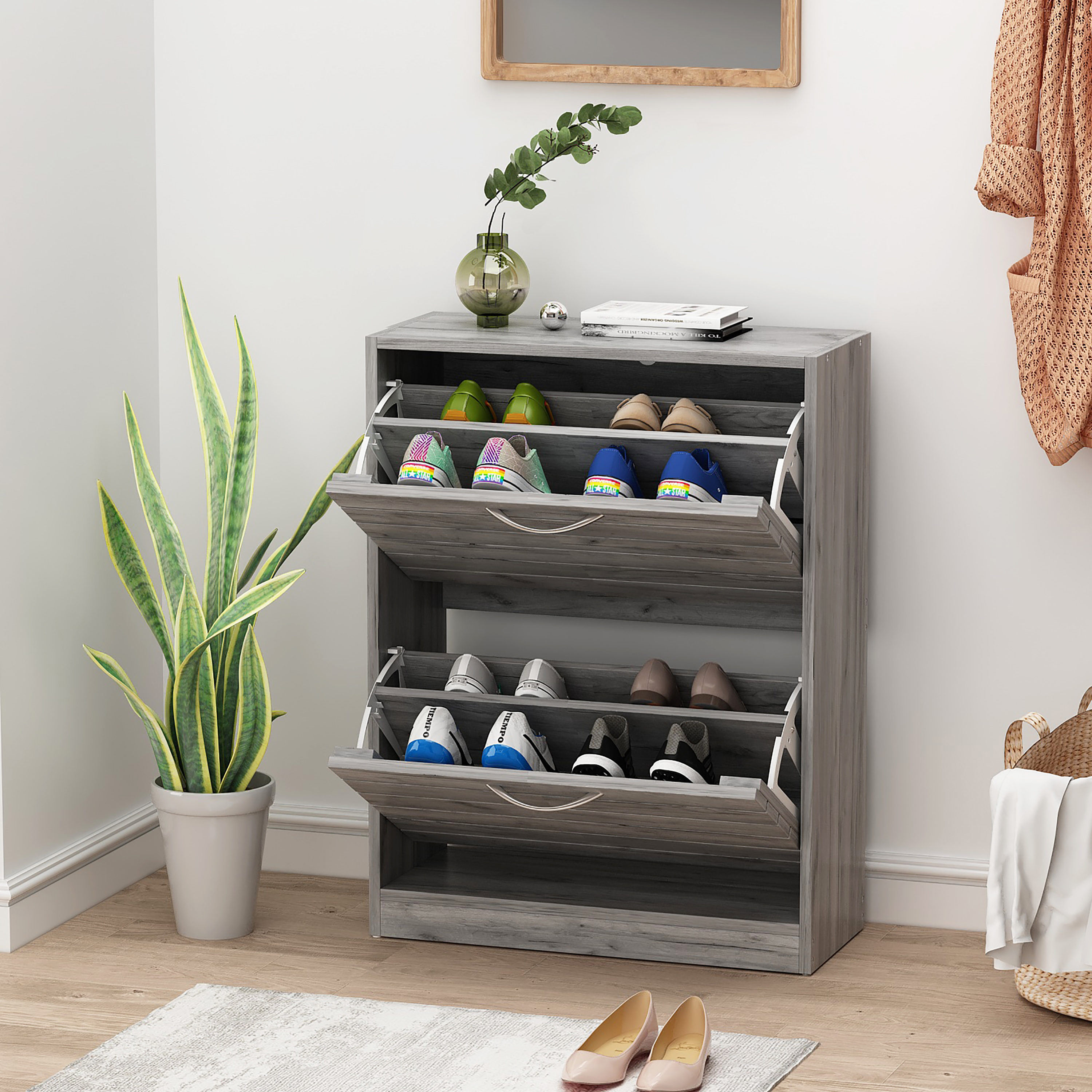 9 Tier 30 Pairs Shoe Rack Tower Cabinet with Cover Organizer Storage Shelf  Hot