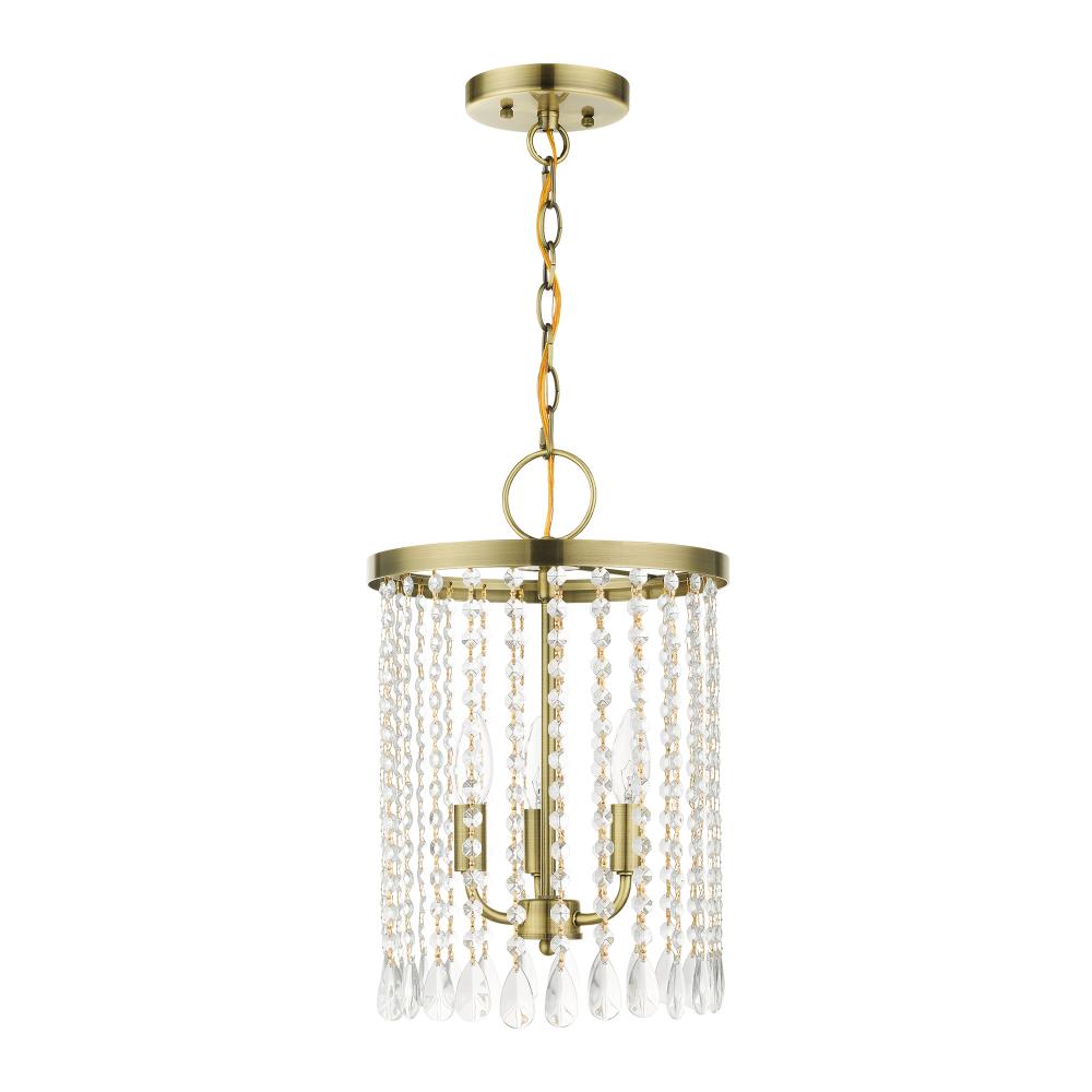 Livex Lighting 51060-01 Elizabeth 3 -Light Antique Brass Transitional For Use in Bathrooms, Bedrooms, Dining Rooms, Foyers, Kitchens, Living Rooms Chandelier