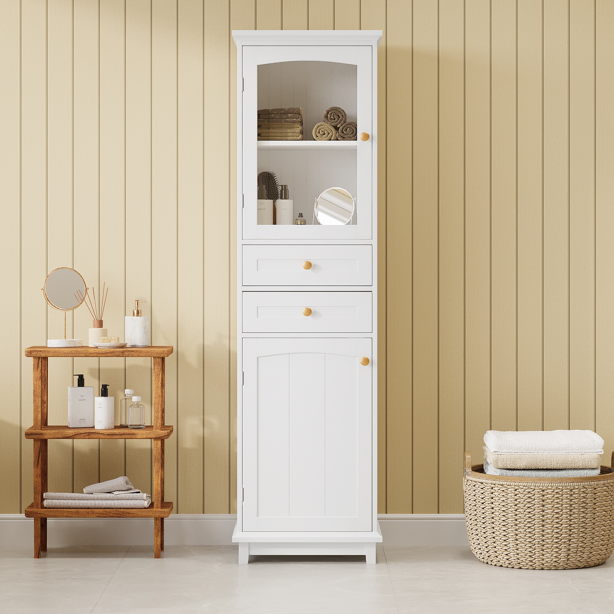 Hrinhom BA04-WHITE Linen-Cabinets - View #2