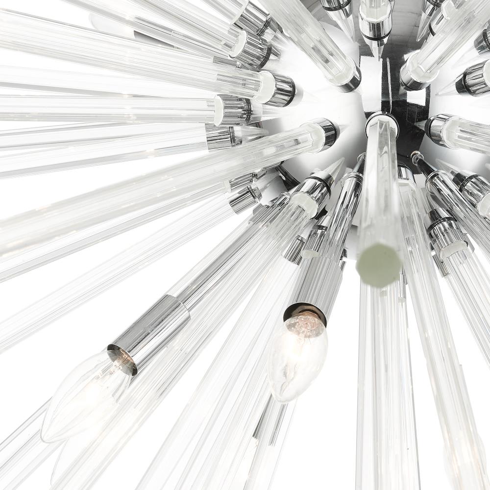 Polished Chrome and Clear Crystal 16-Light Foyer Pendant