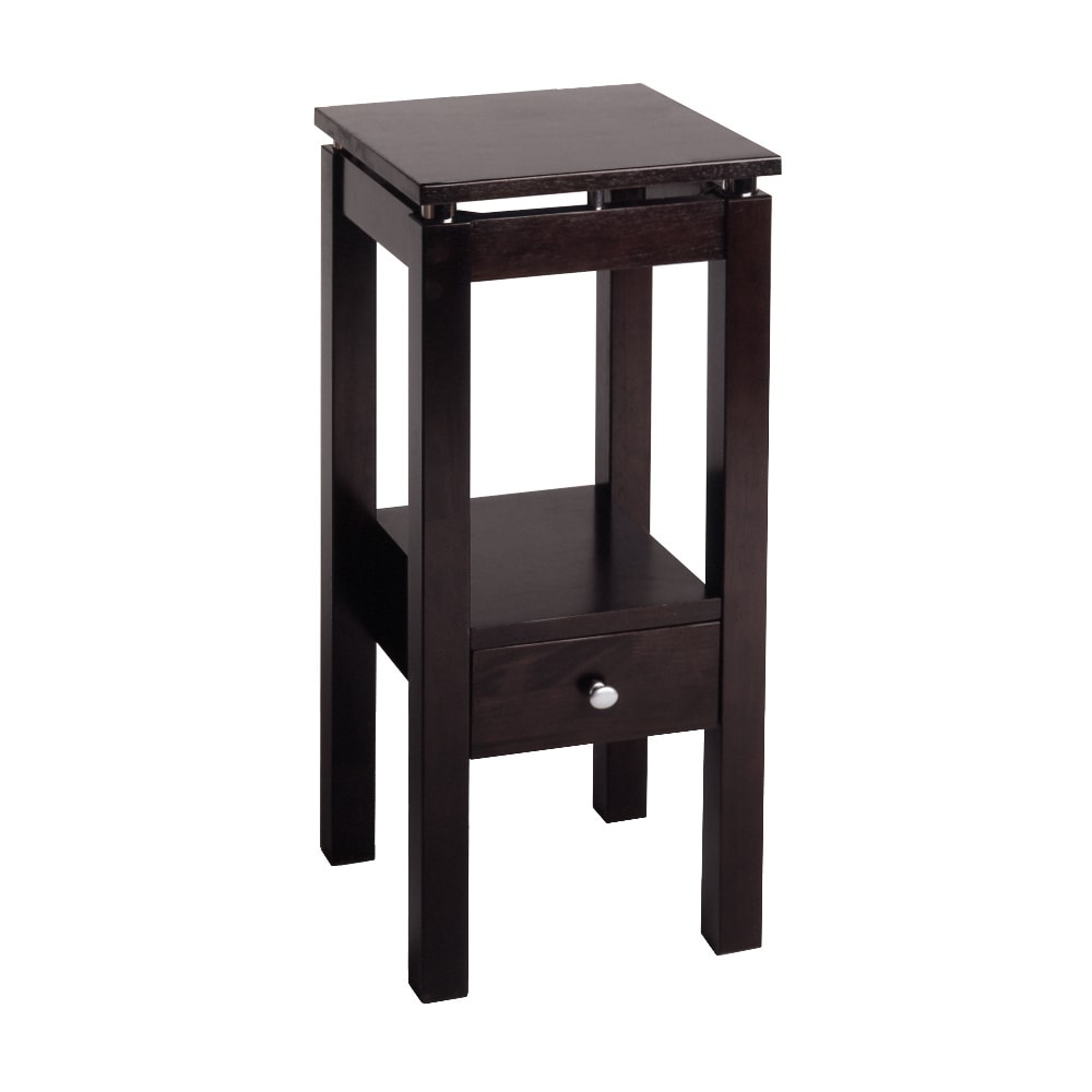 Wood Linea 13.3-in W x 29.5-in H Dark Espresso Wood End Table with Storage Assembly Required in Brown | - Winsome 92714