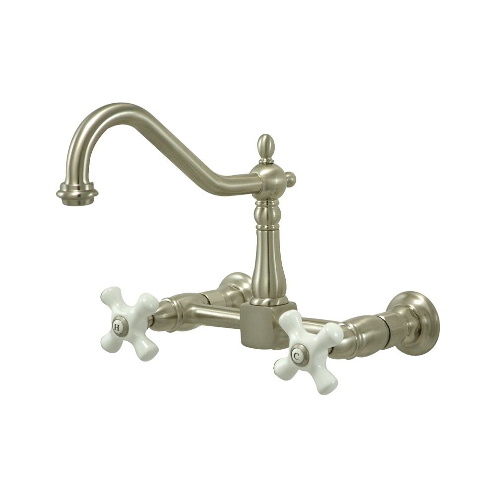 Elements of Design Satin Nickel Double Handle Wall-mount Bridge