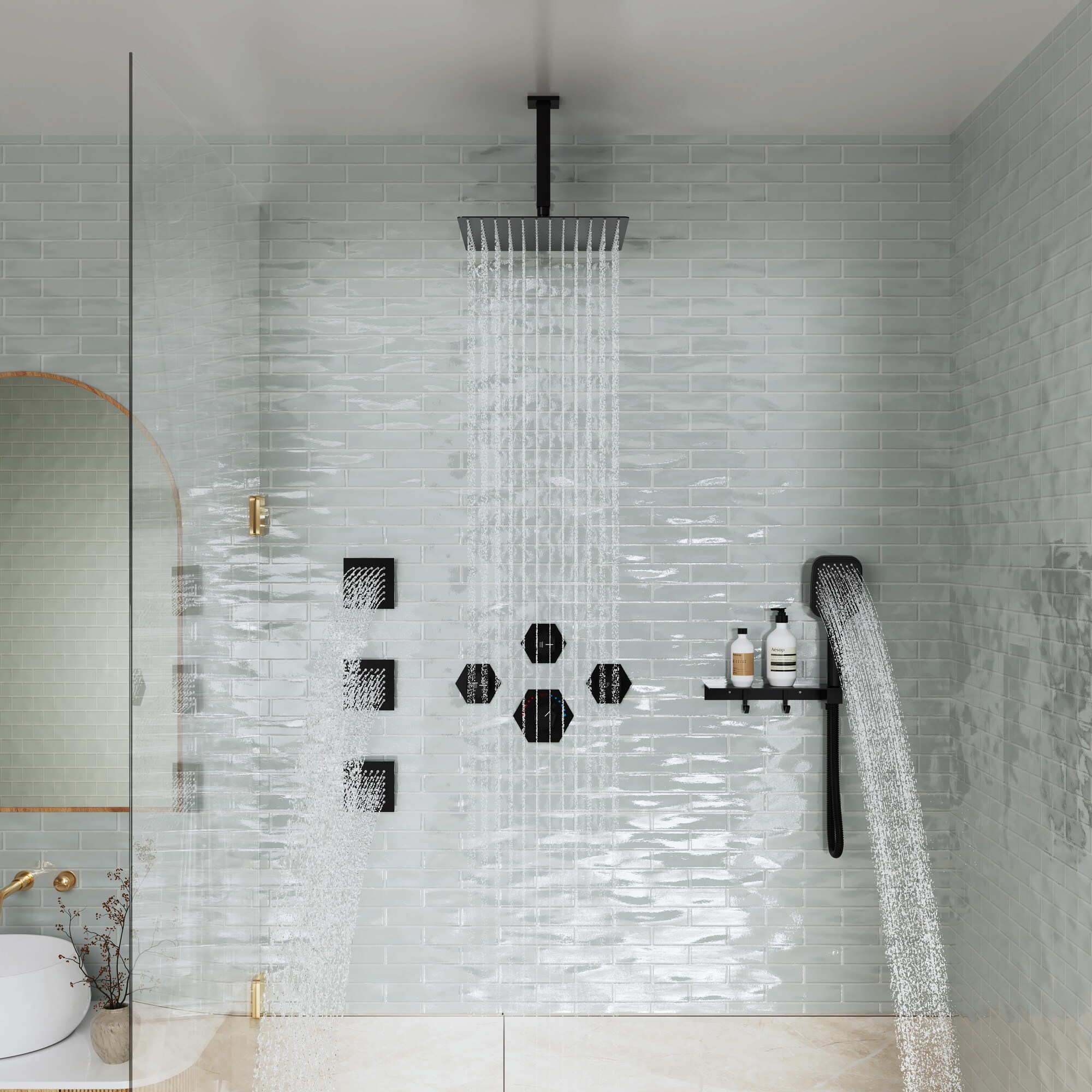 CASAINC WF6643-10BL Showerhead-Bar-Panels - View #4