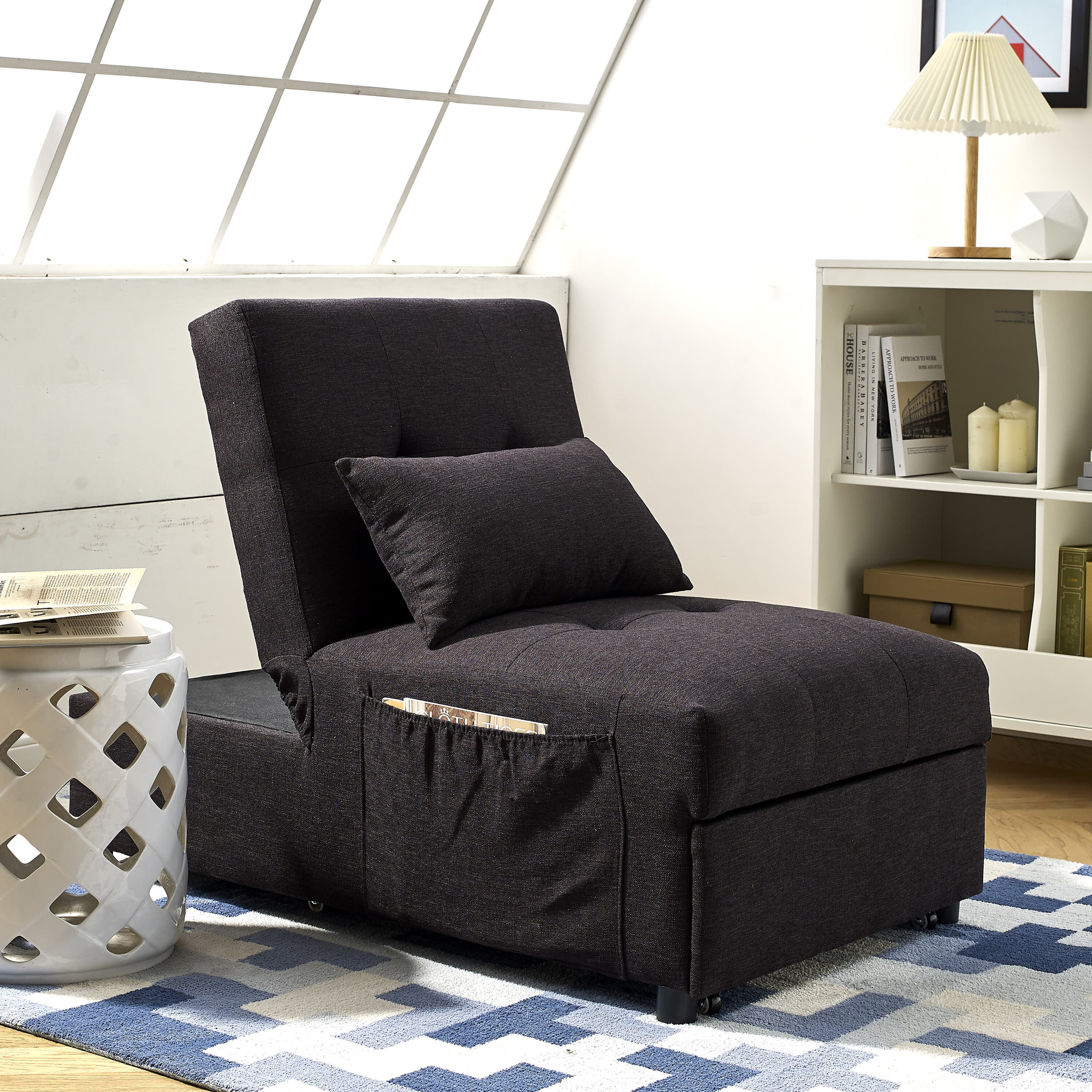 Runesay Sofa Bed Black Contemporary/Modern Velvet Full Sofa Bed In The ...