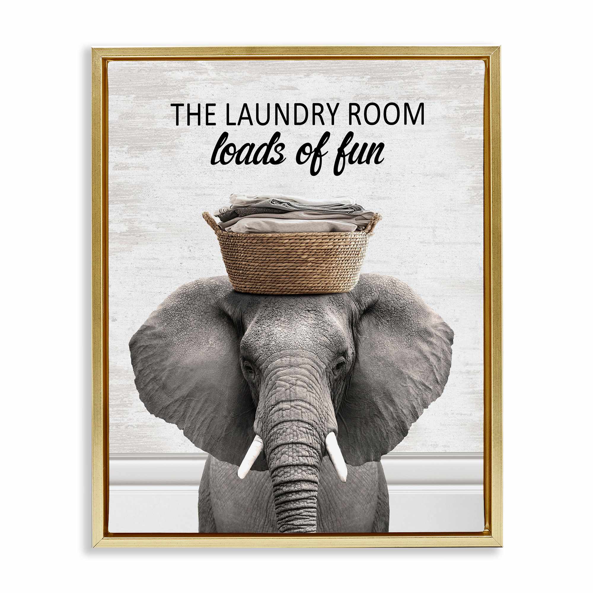 Stupell Industries BS-896-FFG-24X30 Loads Of Fun Laundry Elephant Floating Frame design by Lettered and Lined