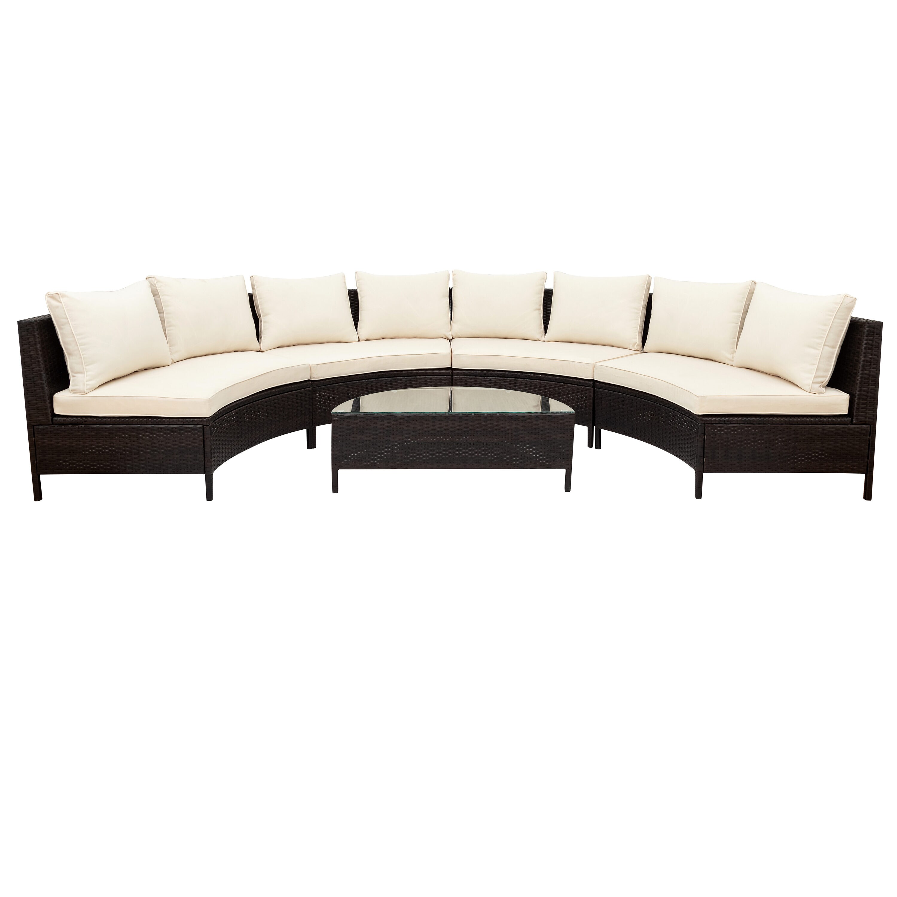 Flynama YC-V-0149AAA 5-Piece Rattan Patio Conversation Set with Off-white Cushions