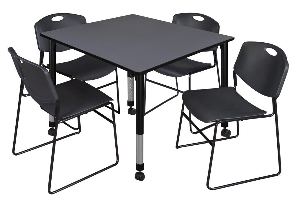 Regency TB4848GYAPCBK44BK Classroom Tables Gray 4-Person Training Table (48-in W x 34-in H)