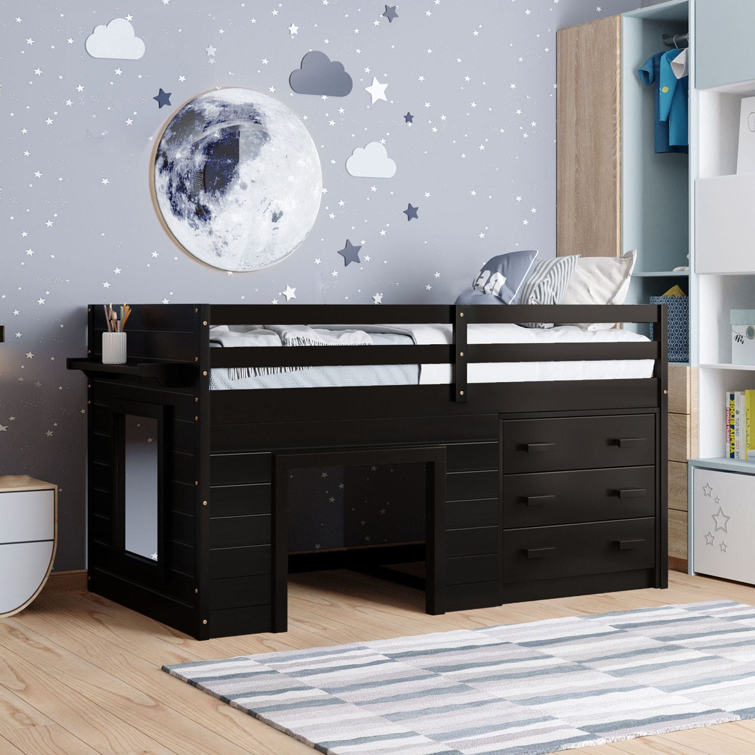 JASMODER LP000501AAP Espresso Twin Composite Platform Bed