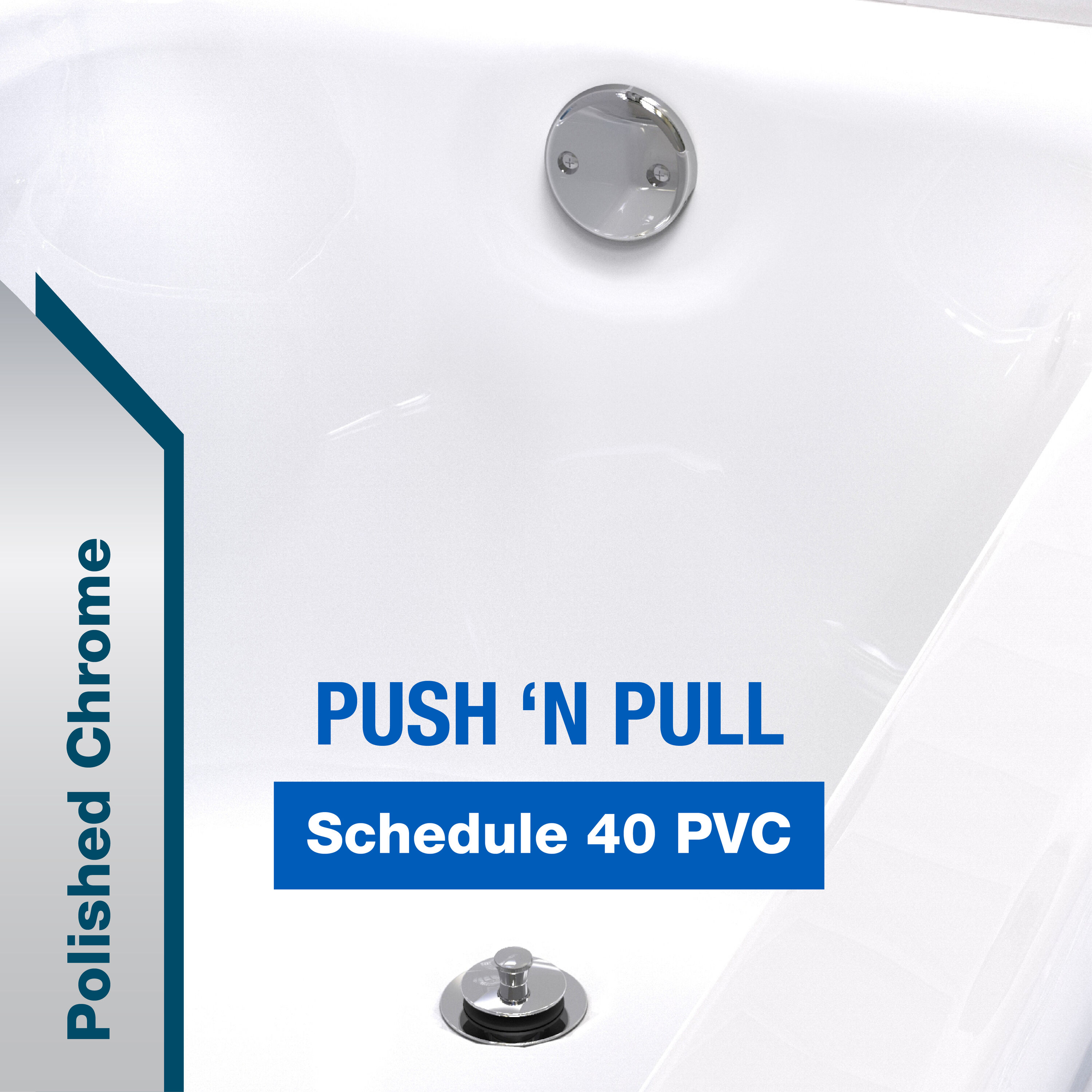 Dearborn 1000000366 1-1/2-in Polished Chrome Push N' Pull White/Polished Chrome Roller ball Drain with PVC Pipe Included