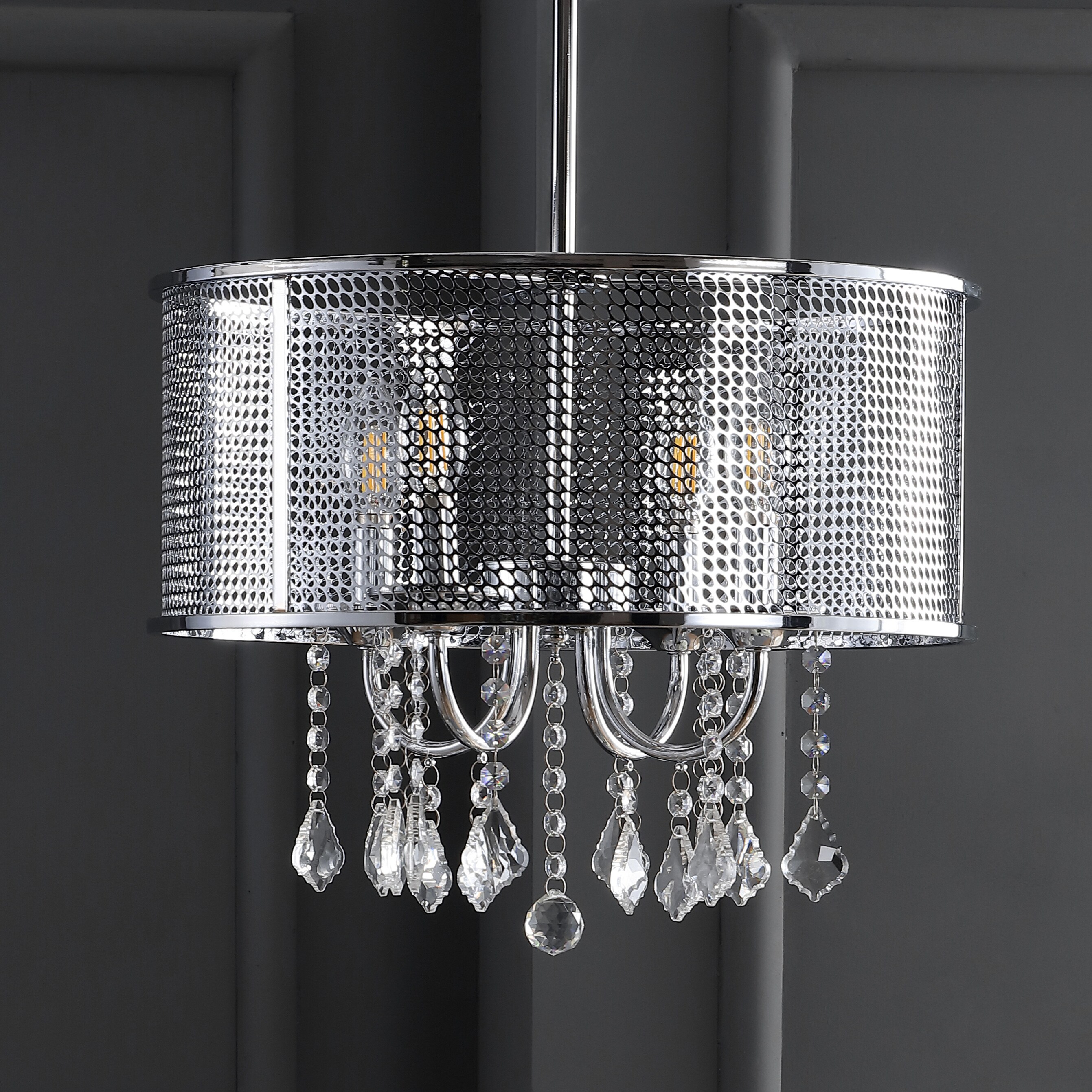 Avah 17" Chrome Polished Crystal LED Adjustable Chandelier