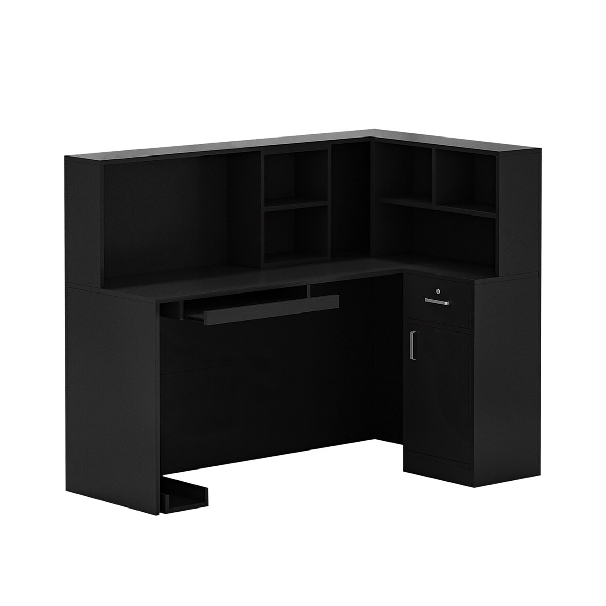 Reversible L-Shaped Desk Computer Desk with Drawers & Shelf Ample Storage - FUFUGAGA White