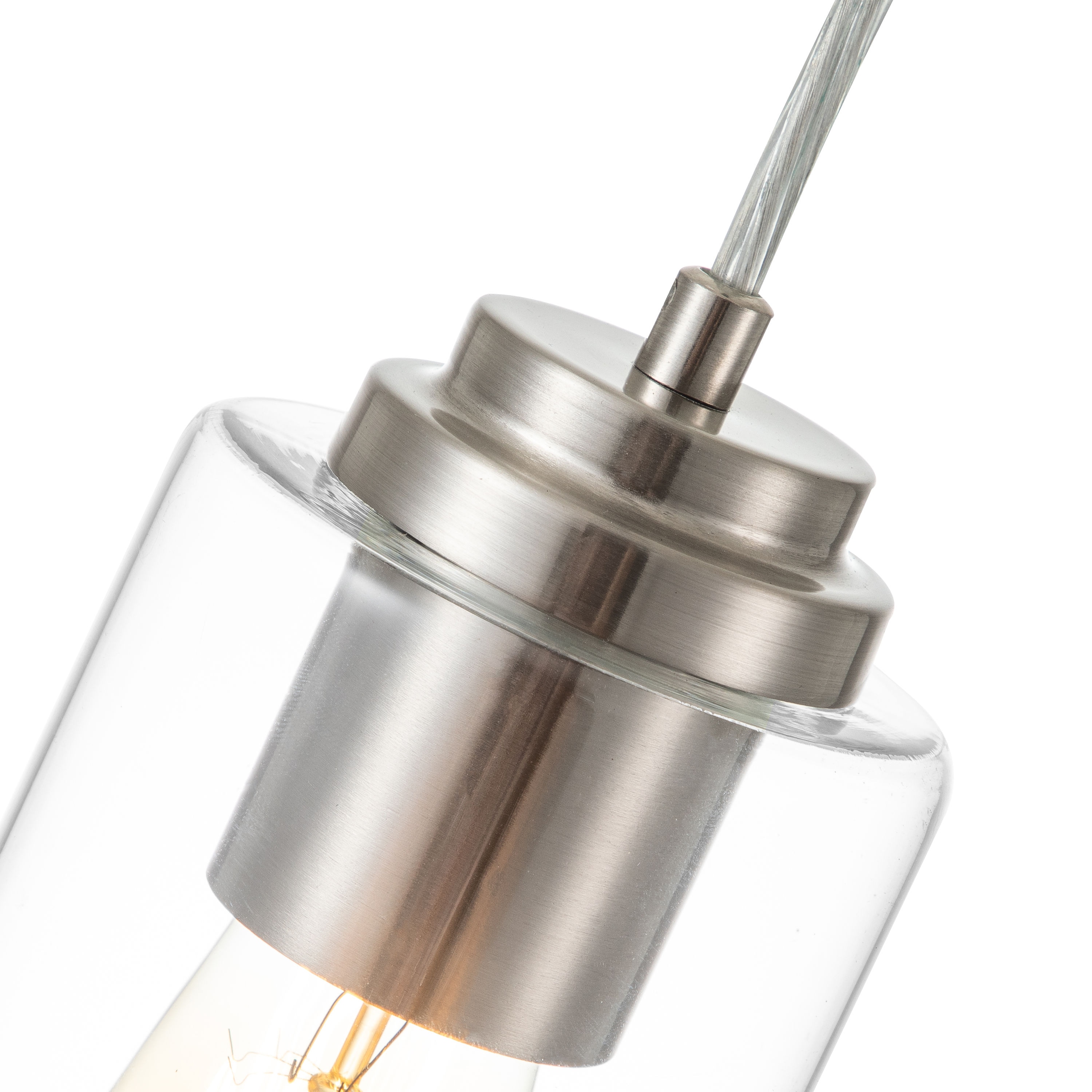 Satin Nickel Mini Pendant Light with Clear Glass Shade