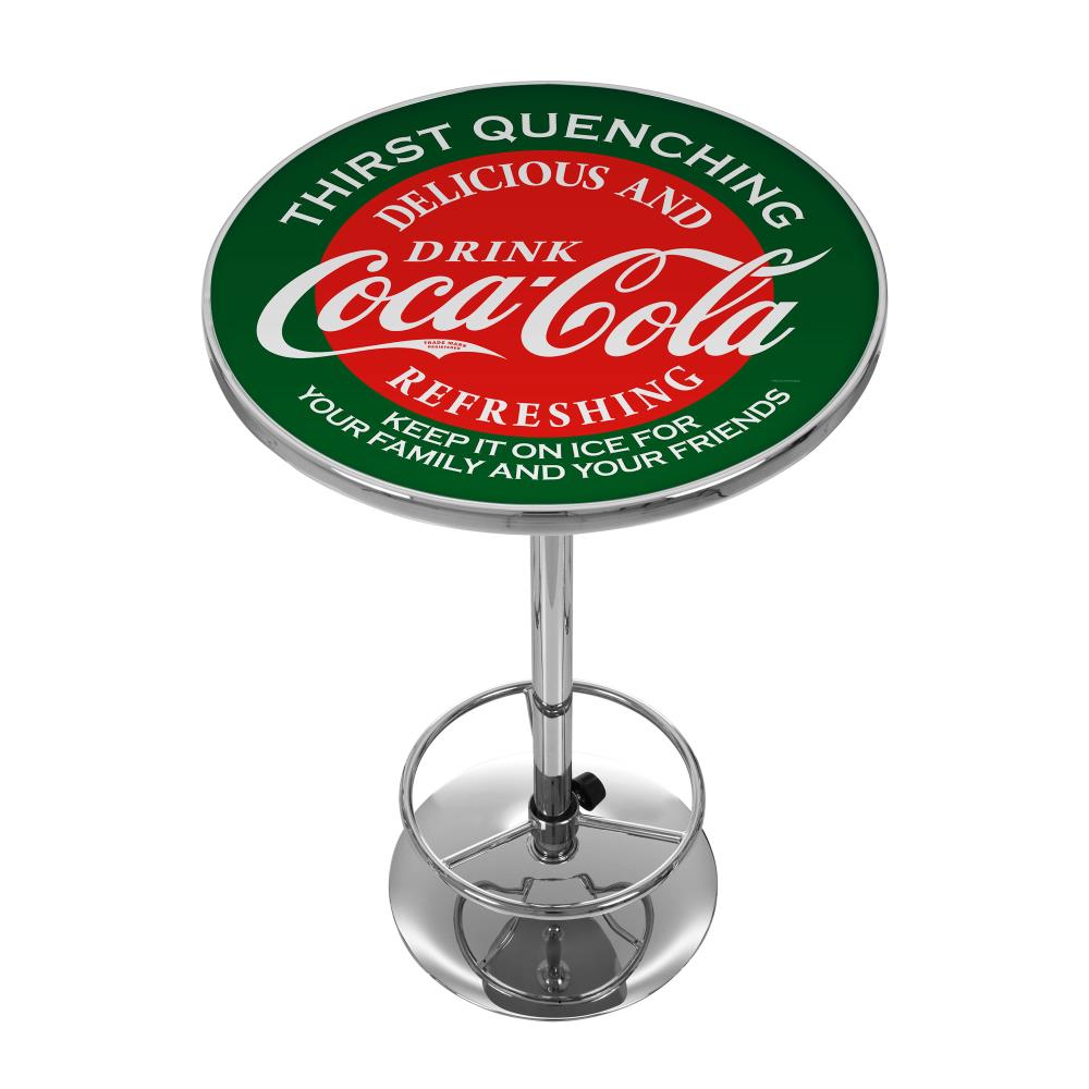 Trademark Gameroom COKE-2000-V15 Pub tables Red Round Traditional Bar Table, Composite with Metal Pedestal Base 27.375-in L x 42-in H