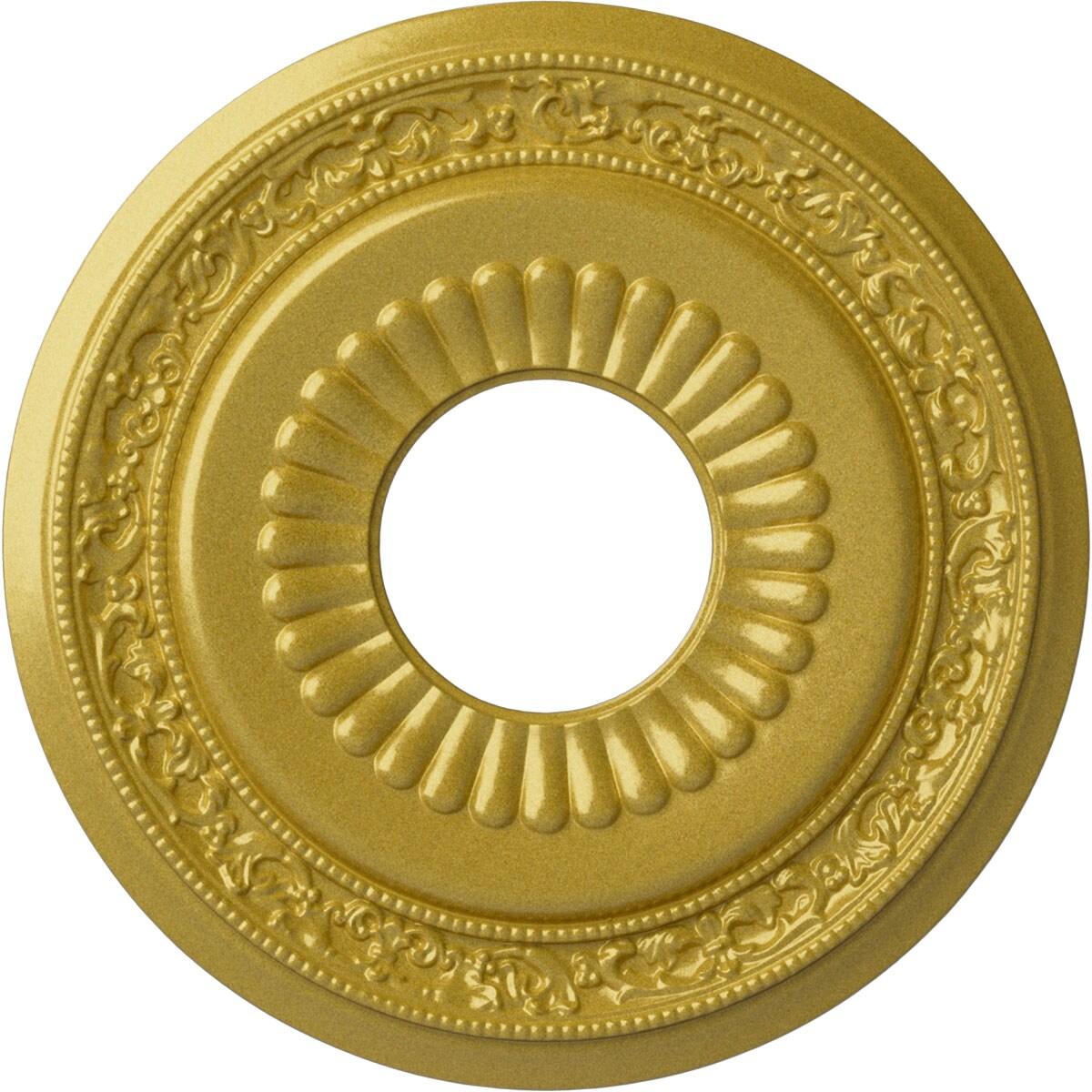 Ekena Millwork CM20LNRGS Lauren 20.625-in W x 20.625-in L Painted Rich Gold Polyurethane Whole Ceiling Medallion