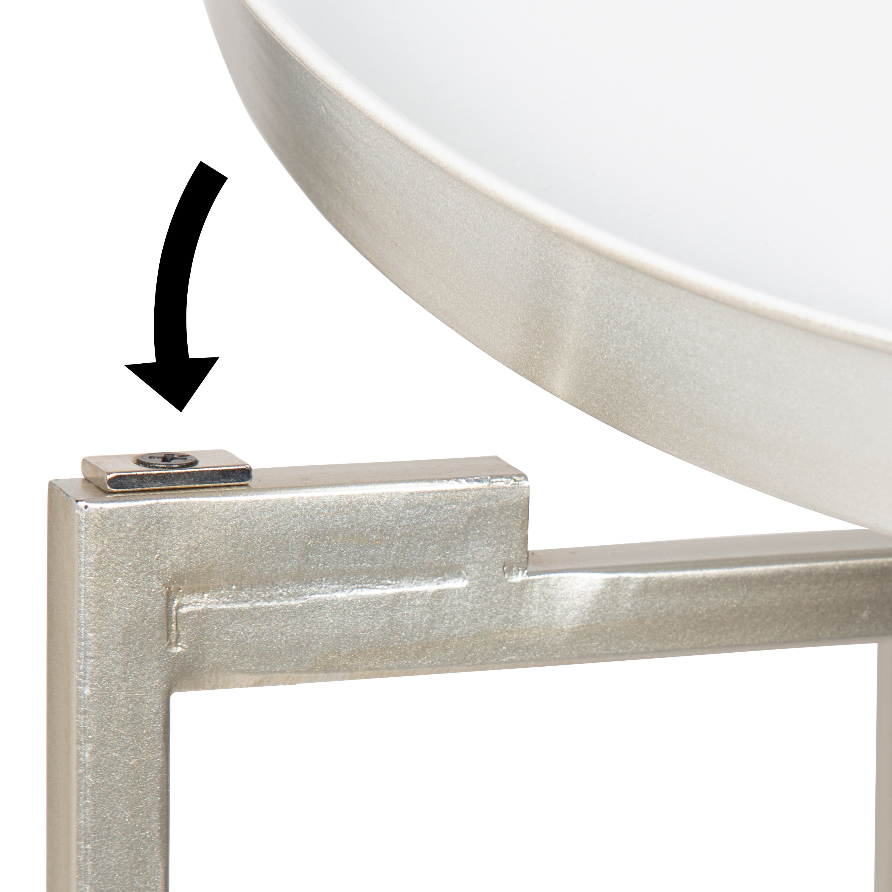 Celia White and Silver Round Metal Foldable Tray Accent Table