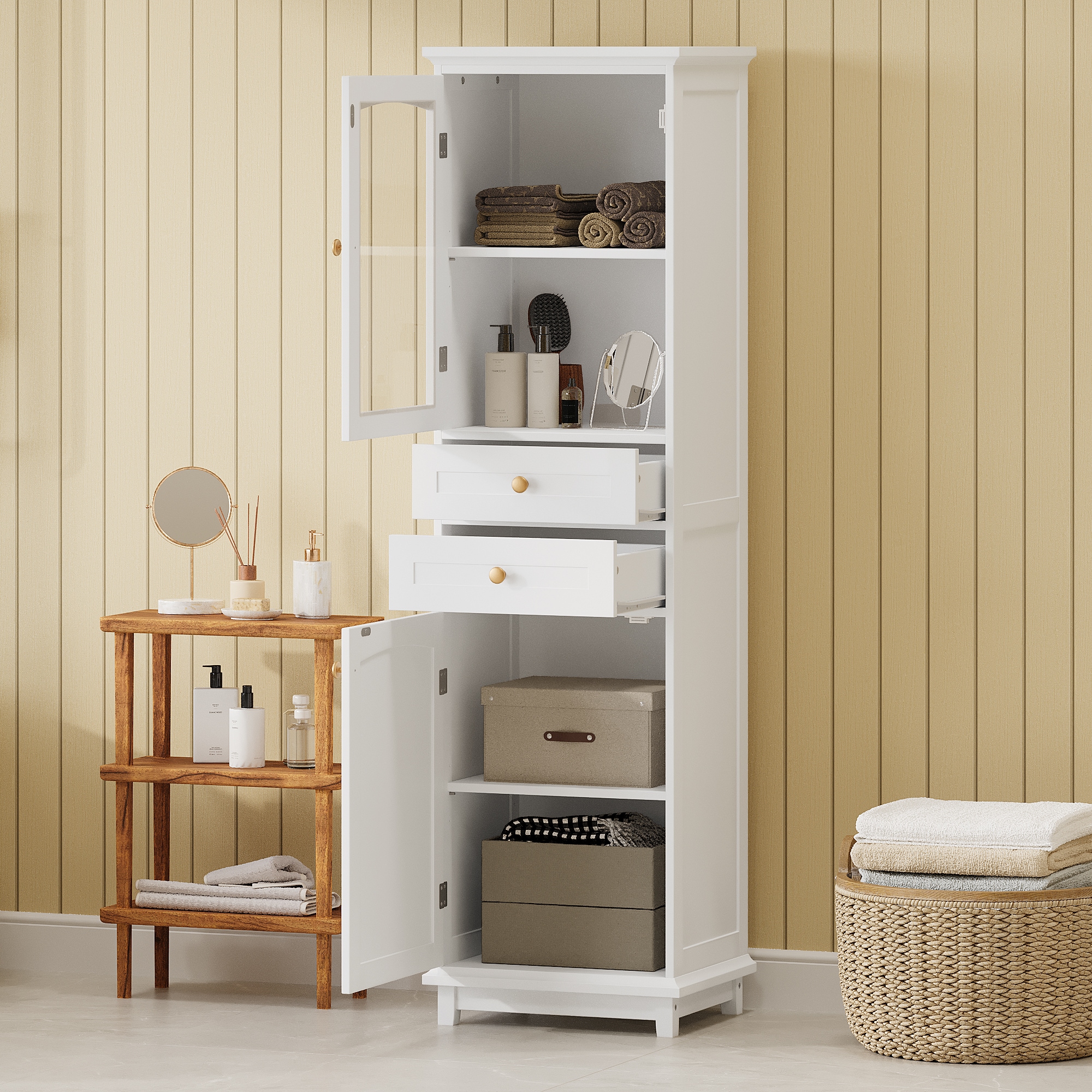 Hrinhom BA04-WHITE Linen-Cabinets - View #3