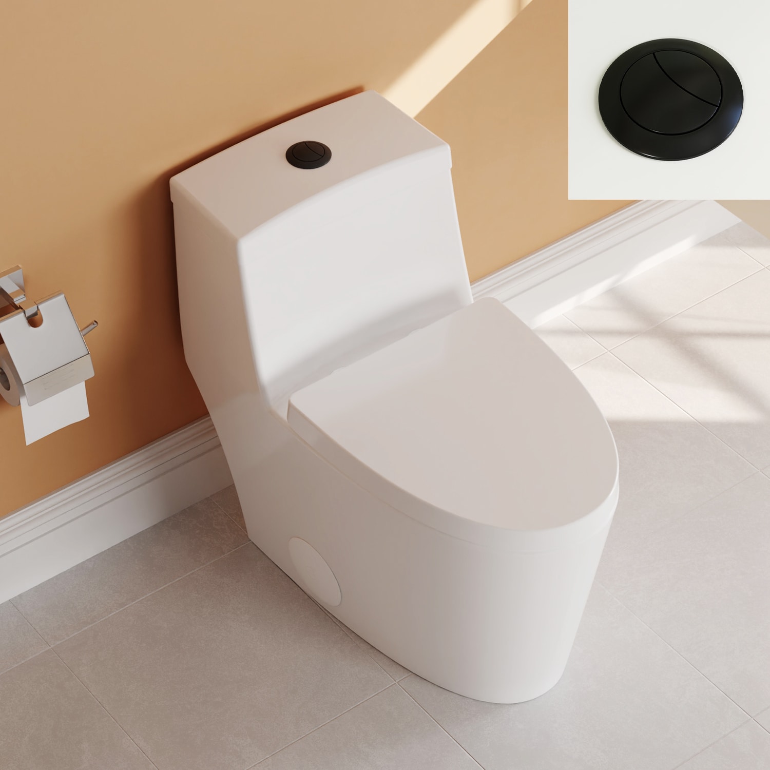 DeerValley DV-1F52636-B Prism White Dual Flush Elongated Standard height Soft Close 1-piece Toilet 12-in Rough-In 1.6 GPF