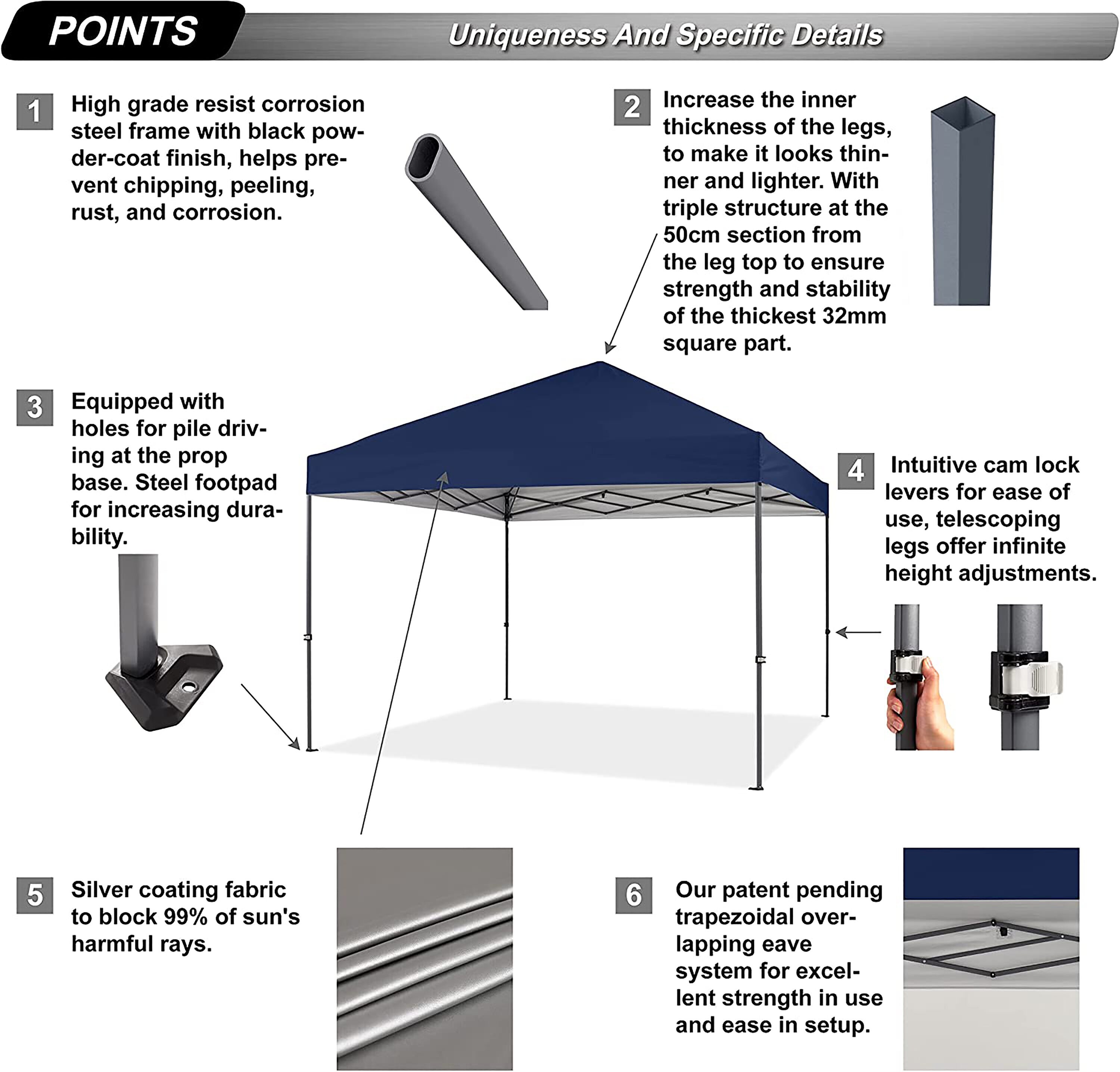 ABCCANOPY 12-ft x 12-ft Square Navy Blue Pop-up Canopy in the Canopies ...