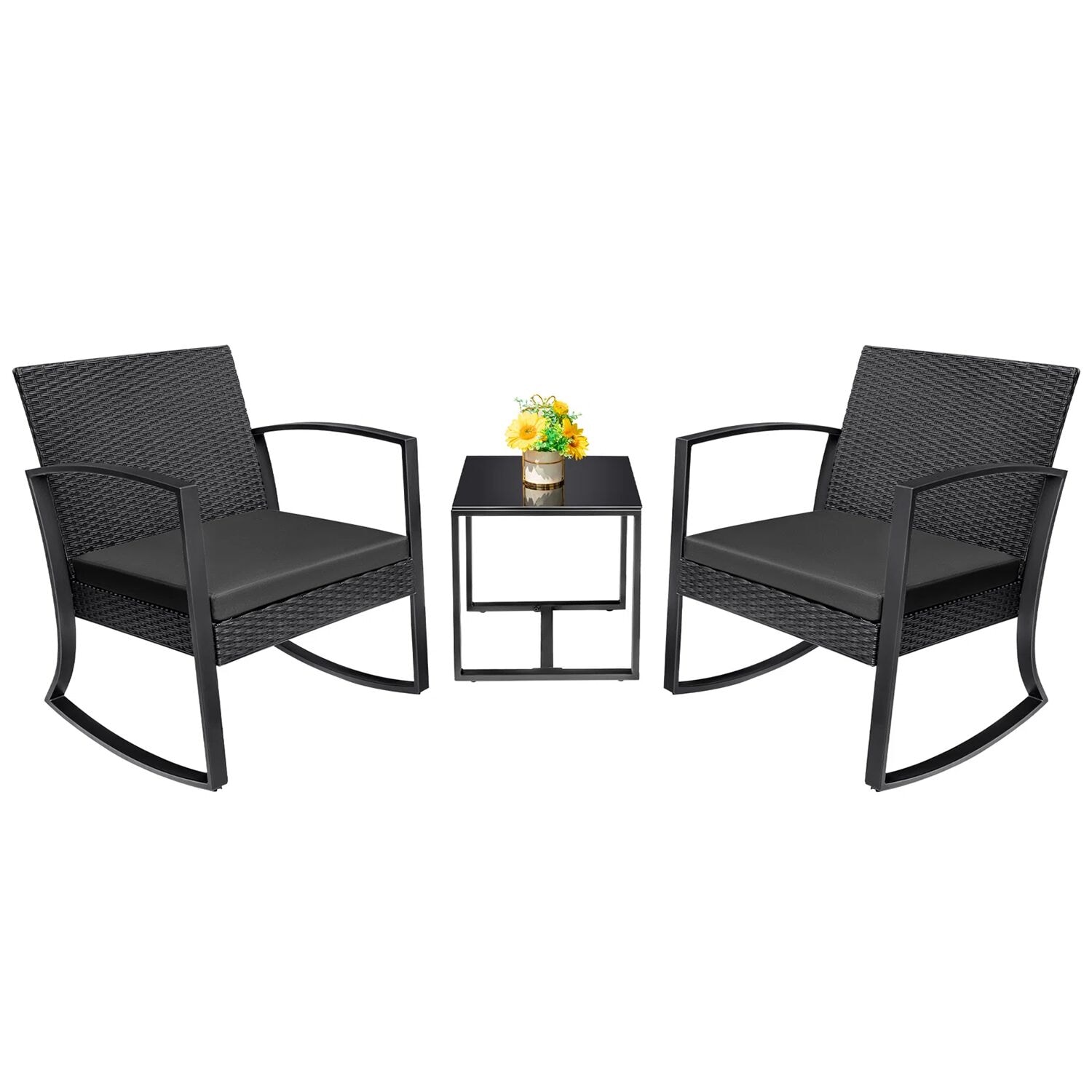 Black wicker best sale dining set